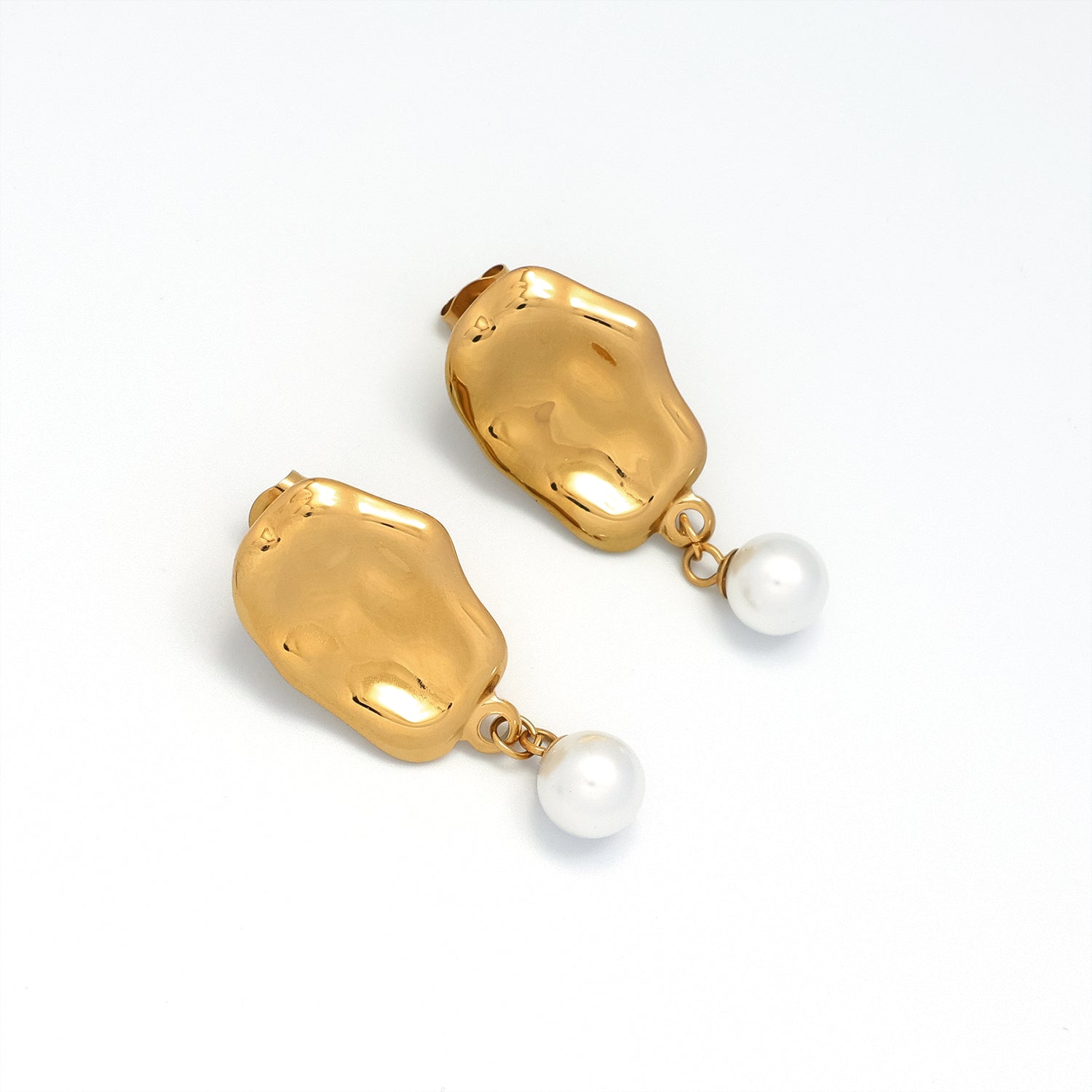 Gold Minimalist or Silver Stainless Steel Pearl Classic Dangling EA-0015 EA-0016