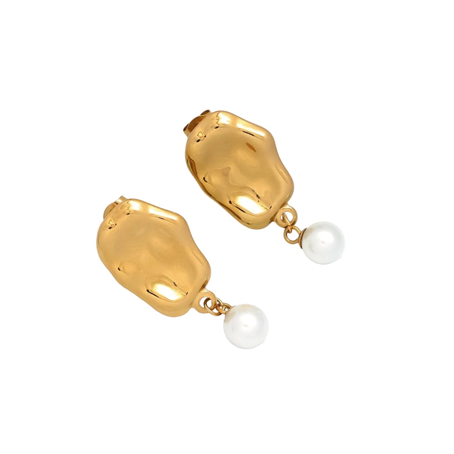 Gold Minimalist or Silver Stainless Steel Pearl Classic Dangling EA-0015 EA-0016