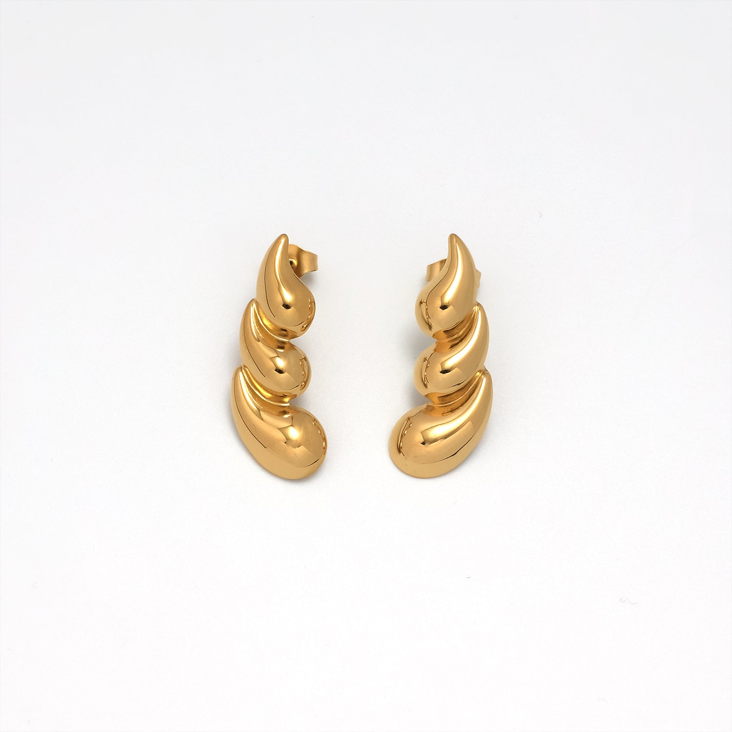 Gold Stacked Stainless Steel or Silver Tear Drop Posts Earring-00029 Earring-00030