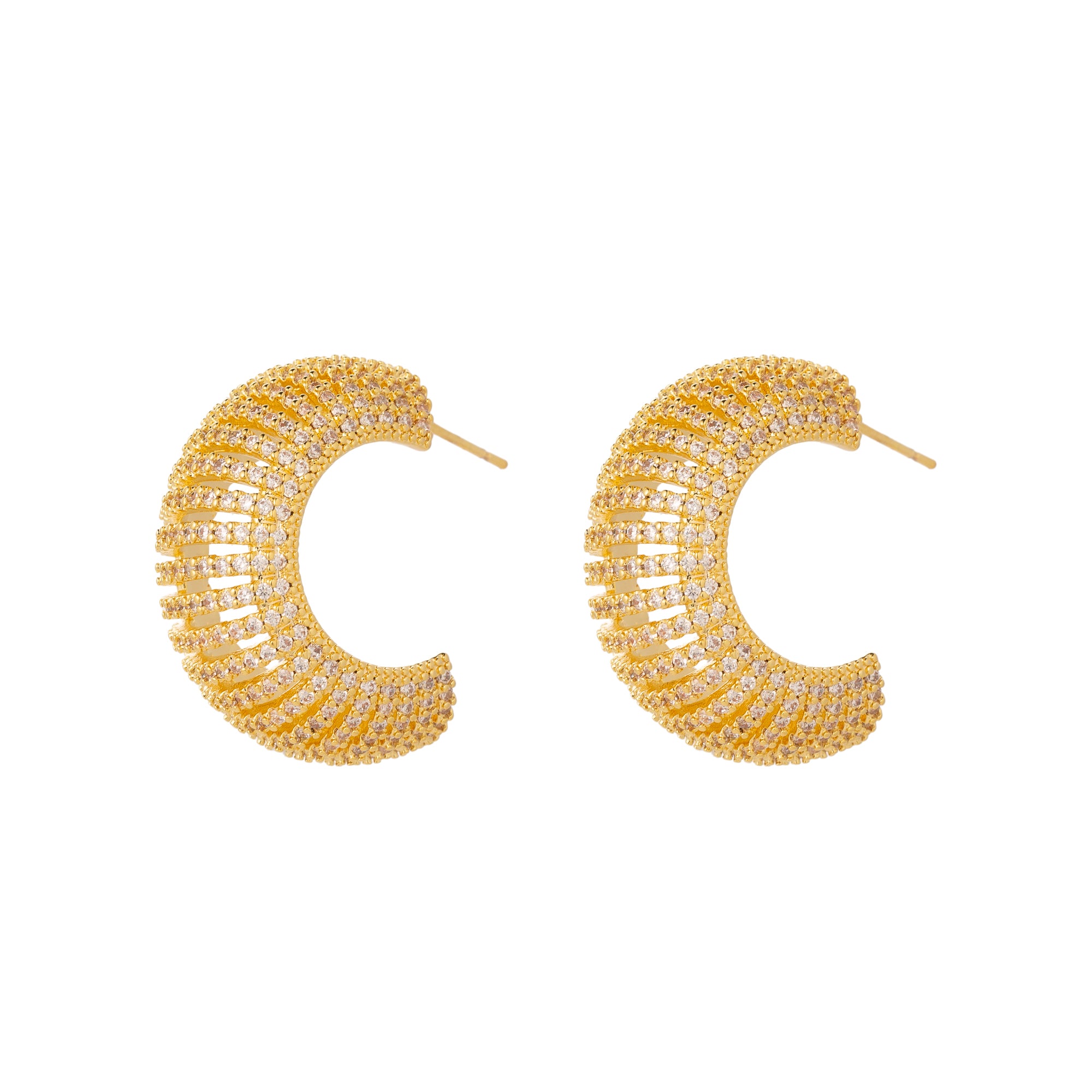 Stacked Gold CZ Chunky Posts EA-0306 EA-0307