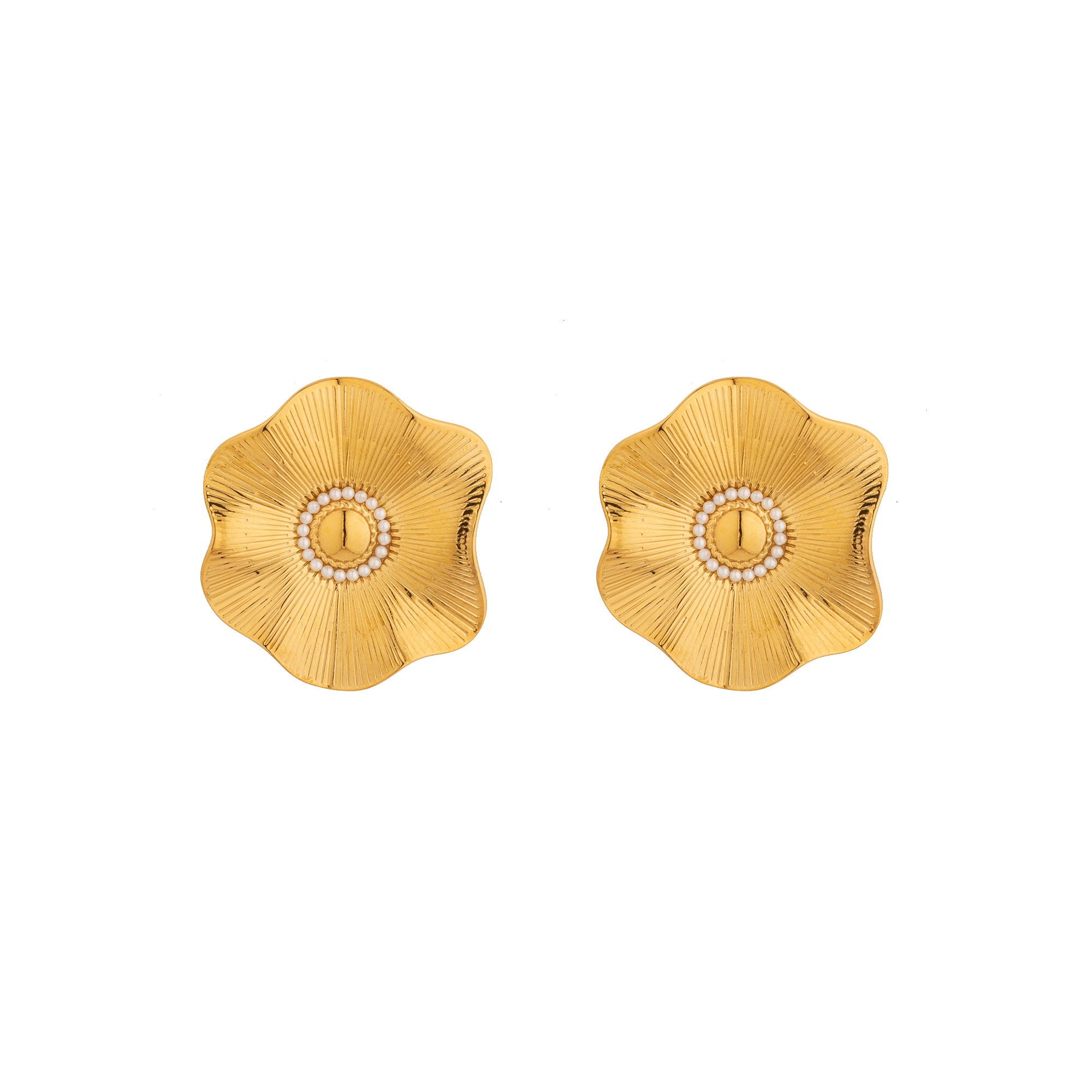 Statement Stainless Steel CZ Flower Studs EA-0334