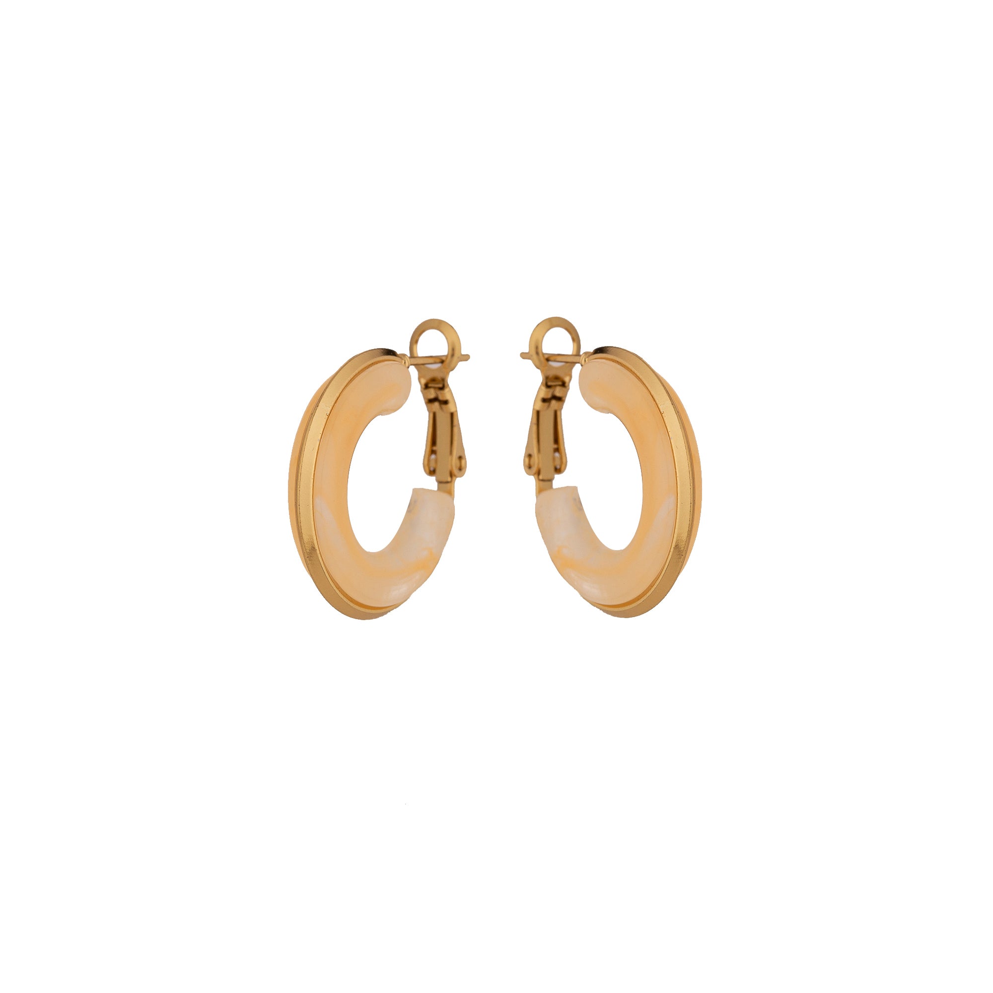 Modern Pink Glass Hoop EA-0346