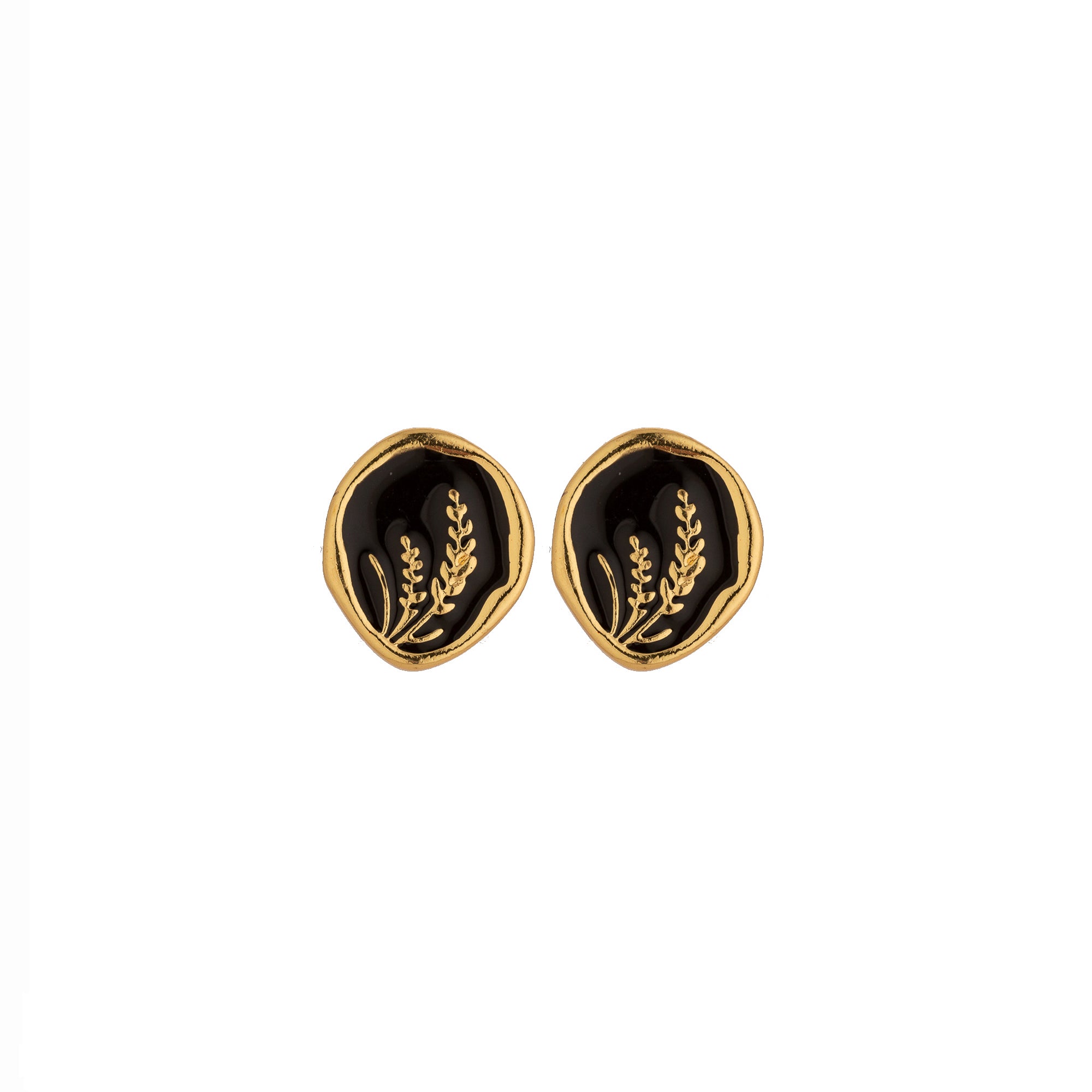 Chic Black Enamel Kelp Stud Stainless Steel EA-0349