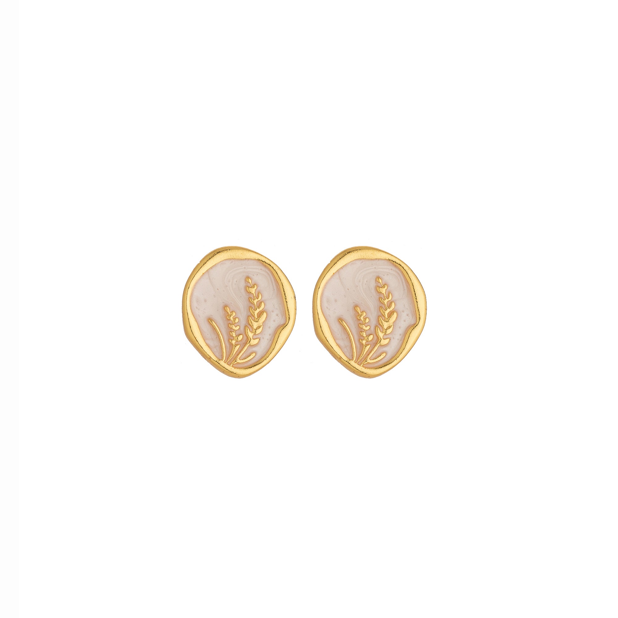Chic White Enamel Kelp Stud Stainless Steel EA-0352