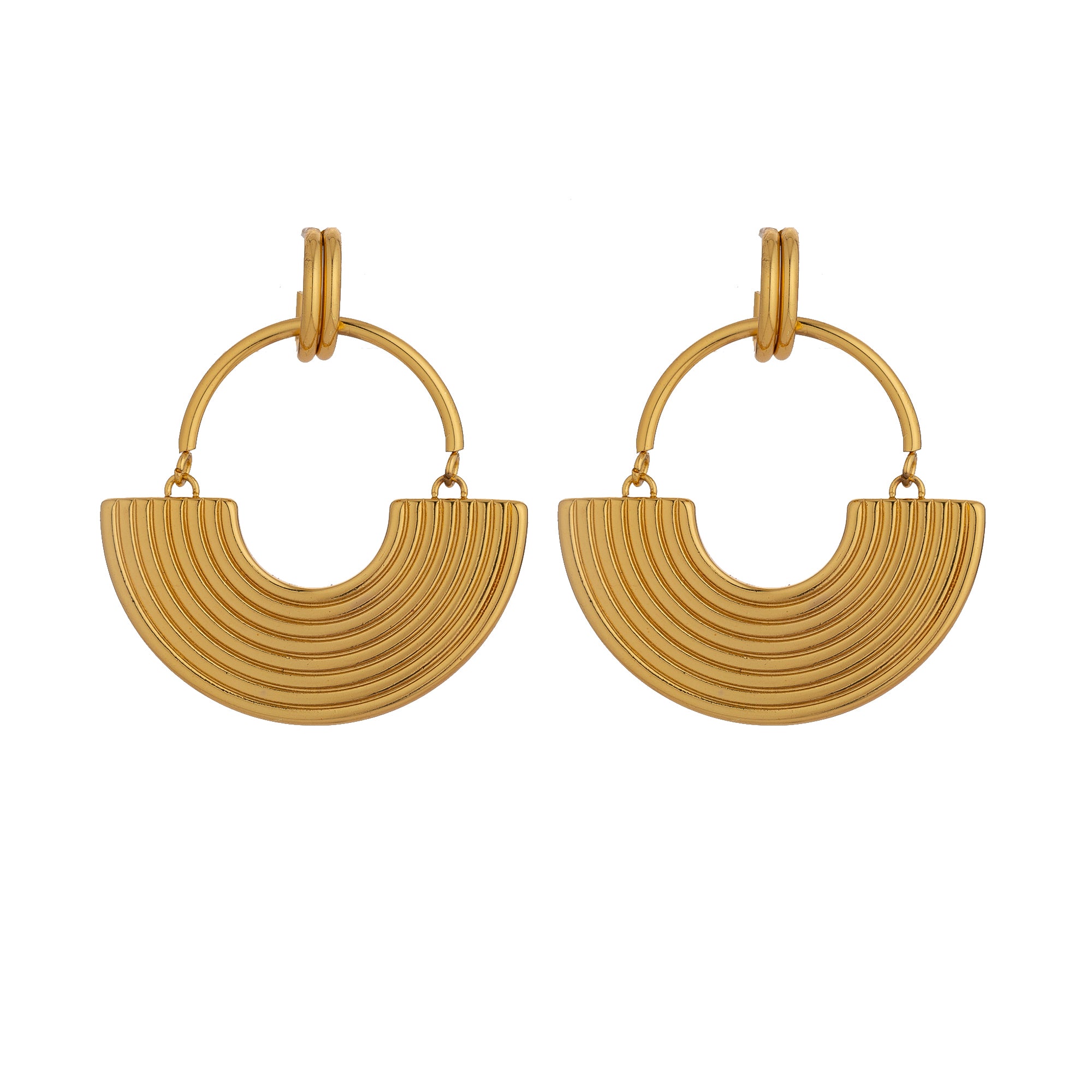 Chic Gold Stainless Steel Fan Rainbow EA-0355