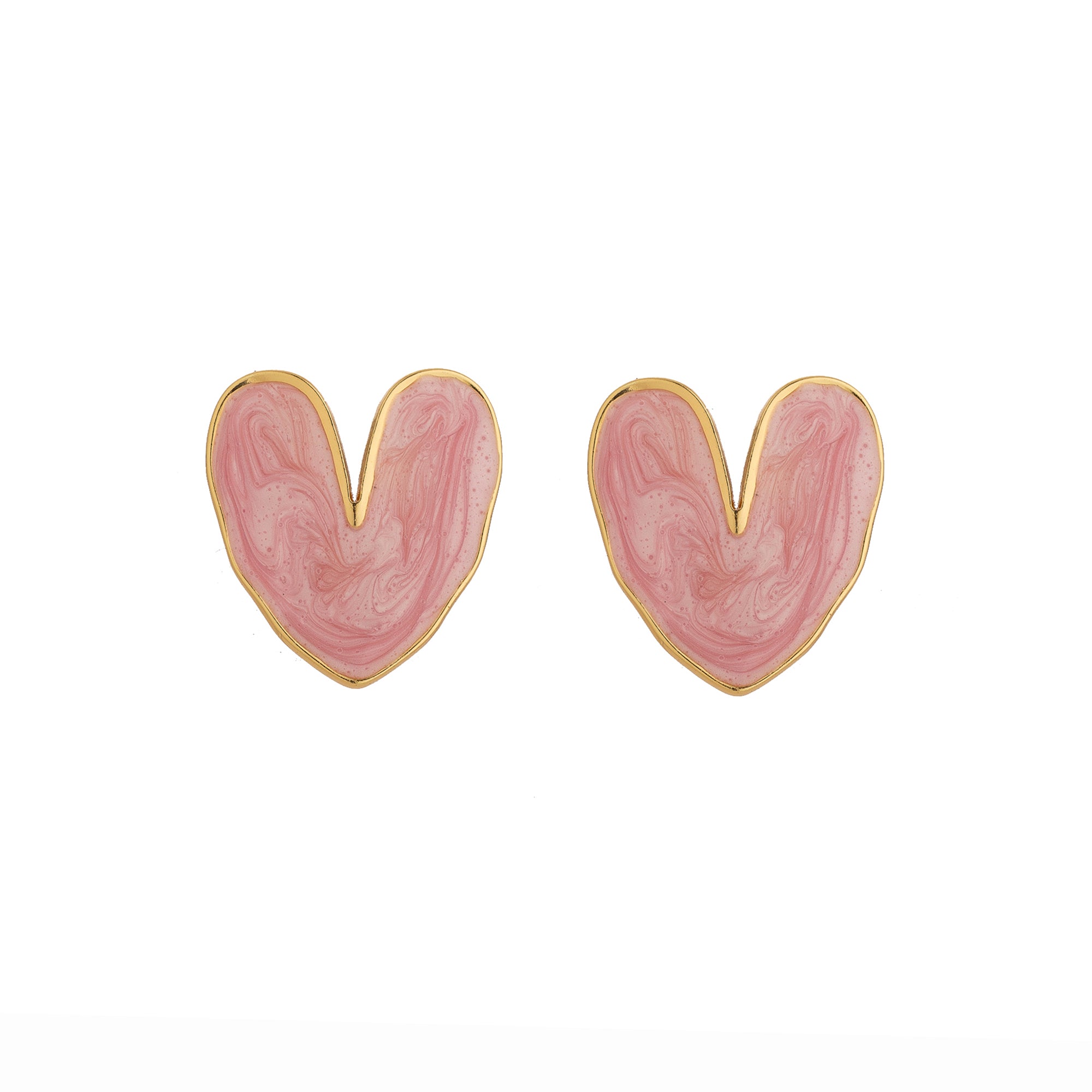 Chic Pink Enamel Heart Stud Earring EA-0361