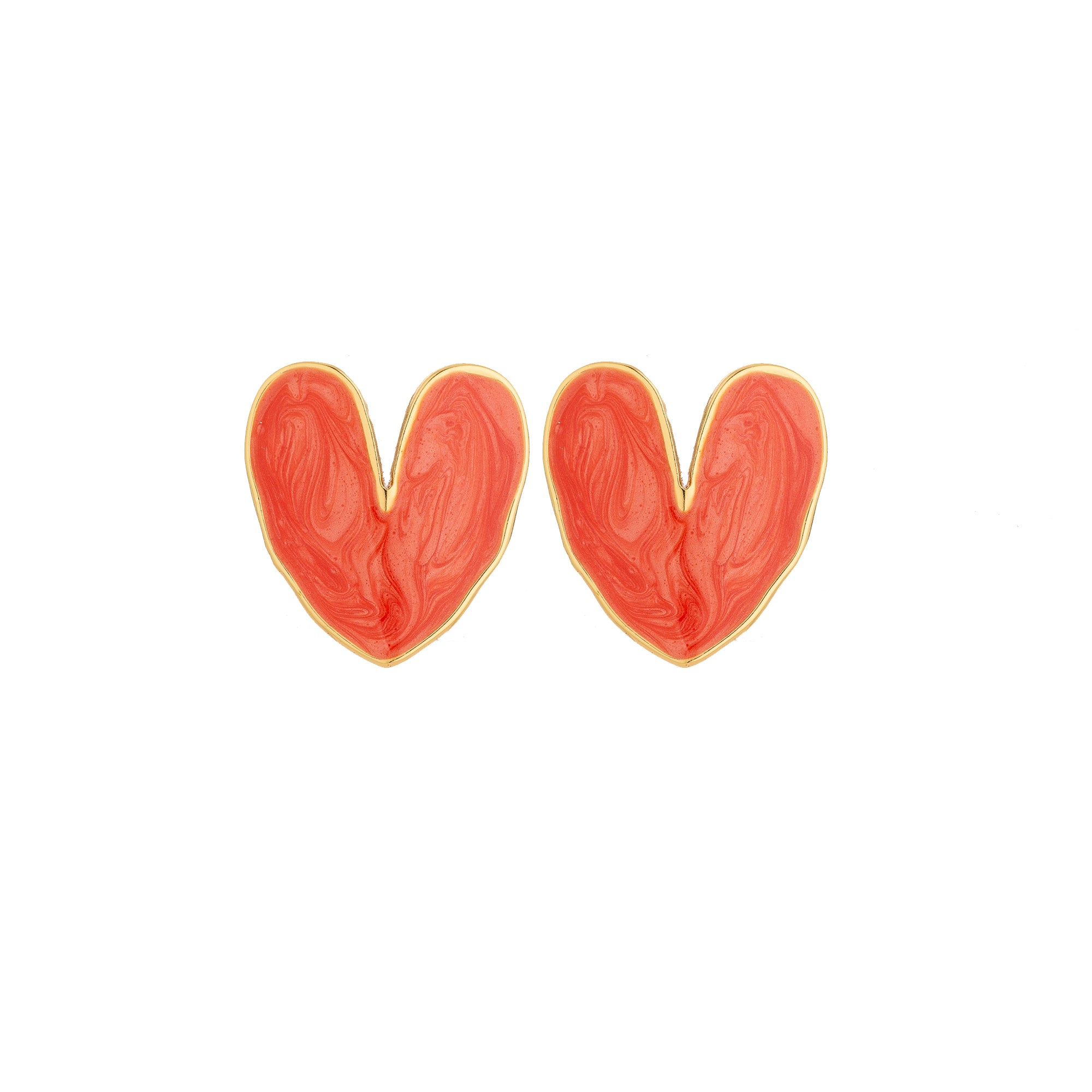 Chic Red Enamel Heart Stud Earring EA-0364