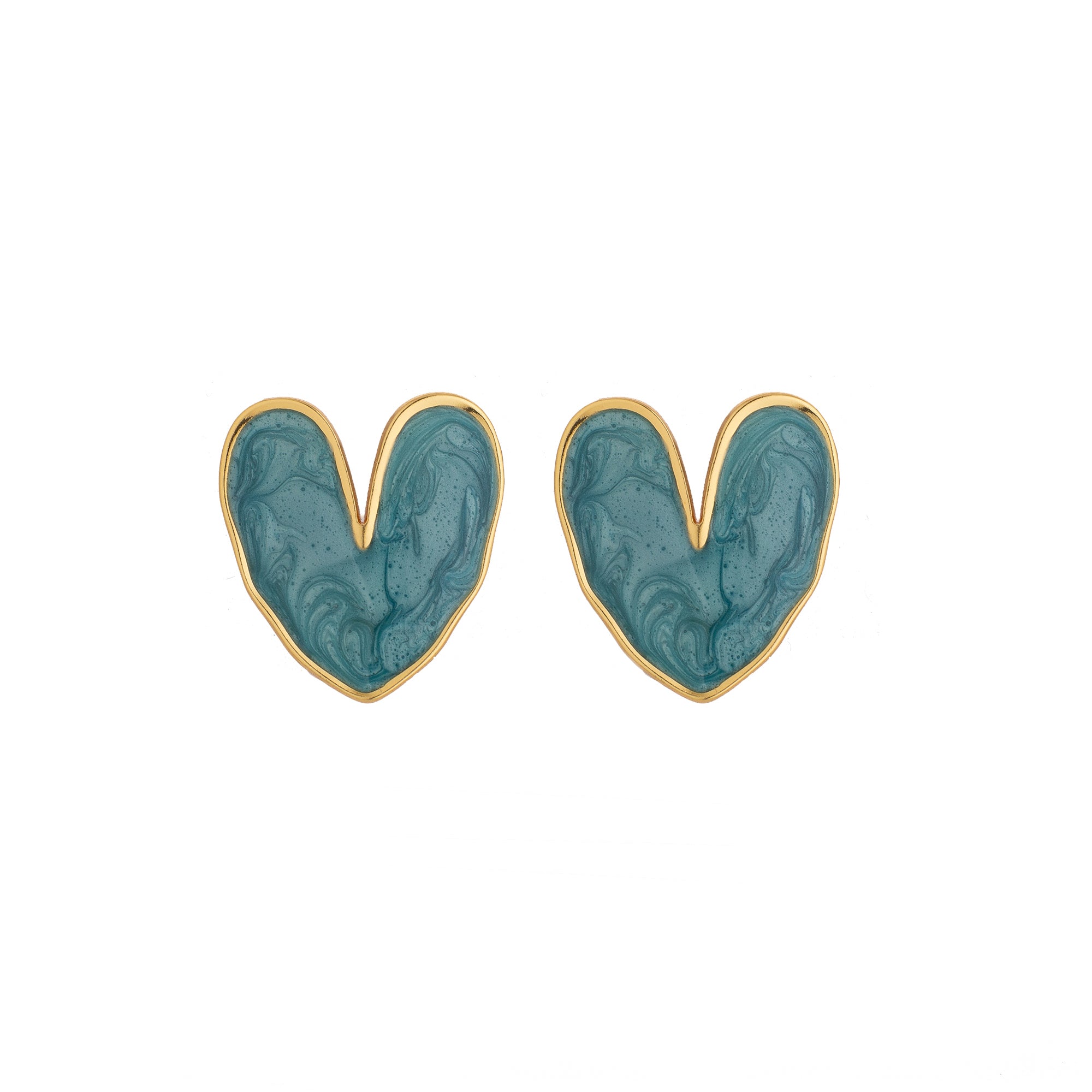 Chic Blue Enamel Heart Stud Earring EA-0365