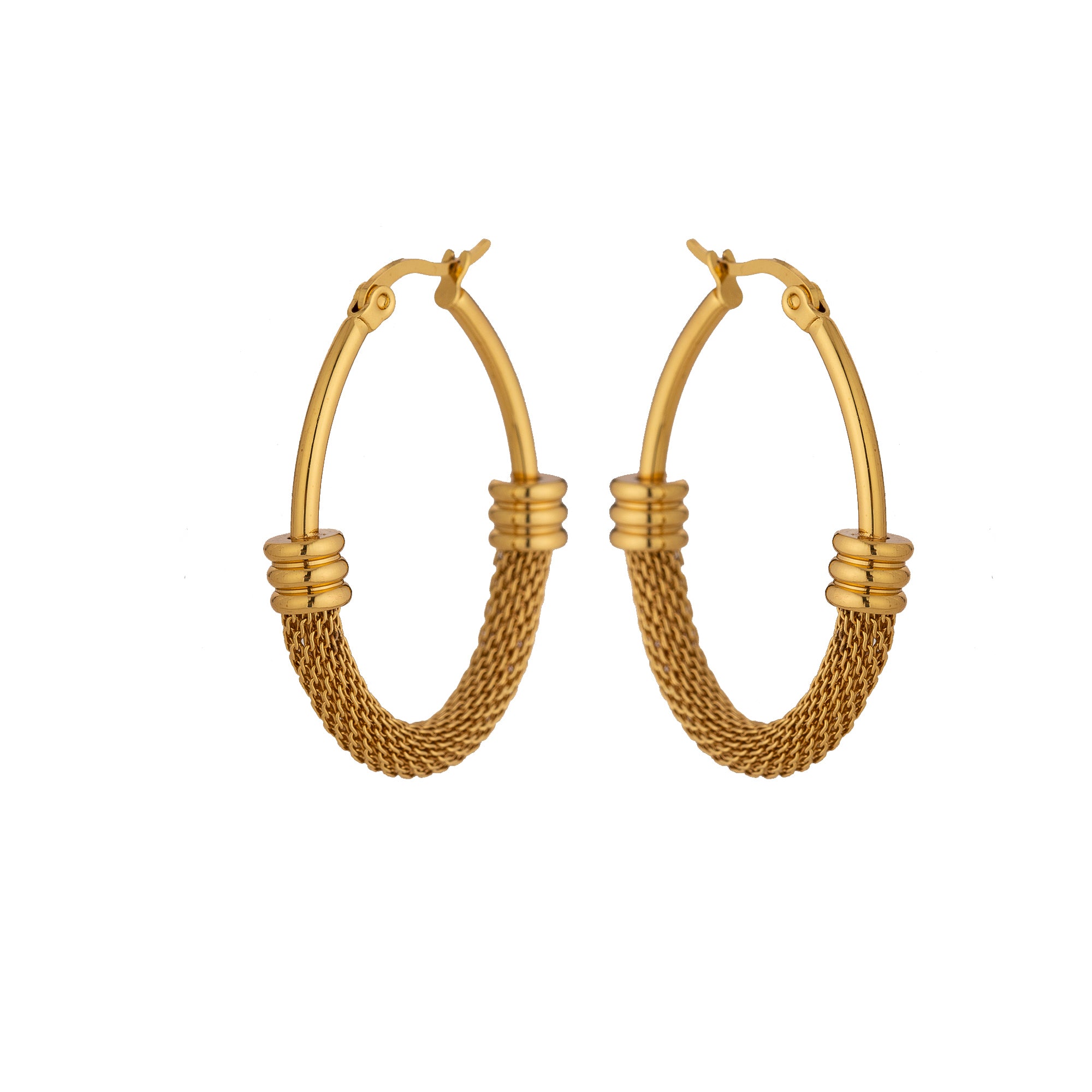 Modern Gold Hoop Oblong EA-0369