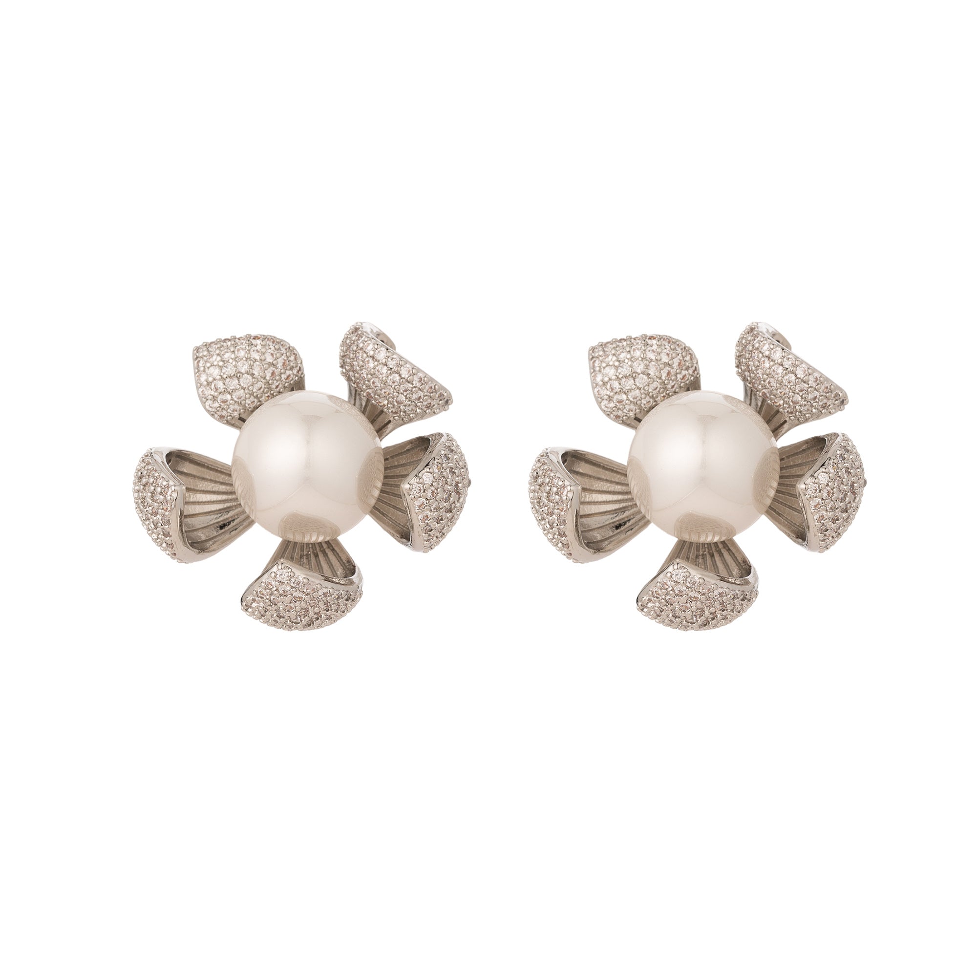 Statement Gold CZ Flower Posts EA-0079