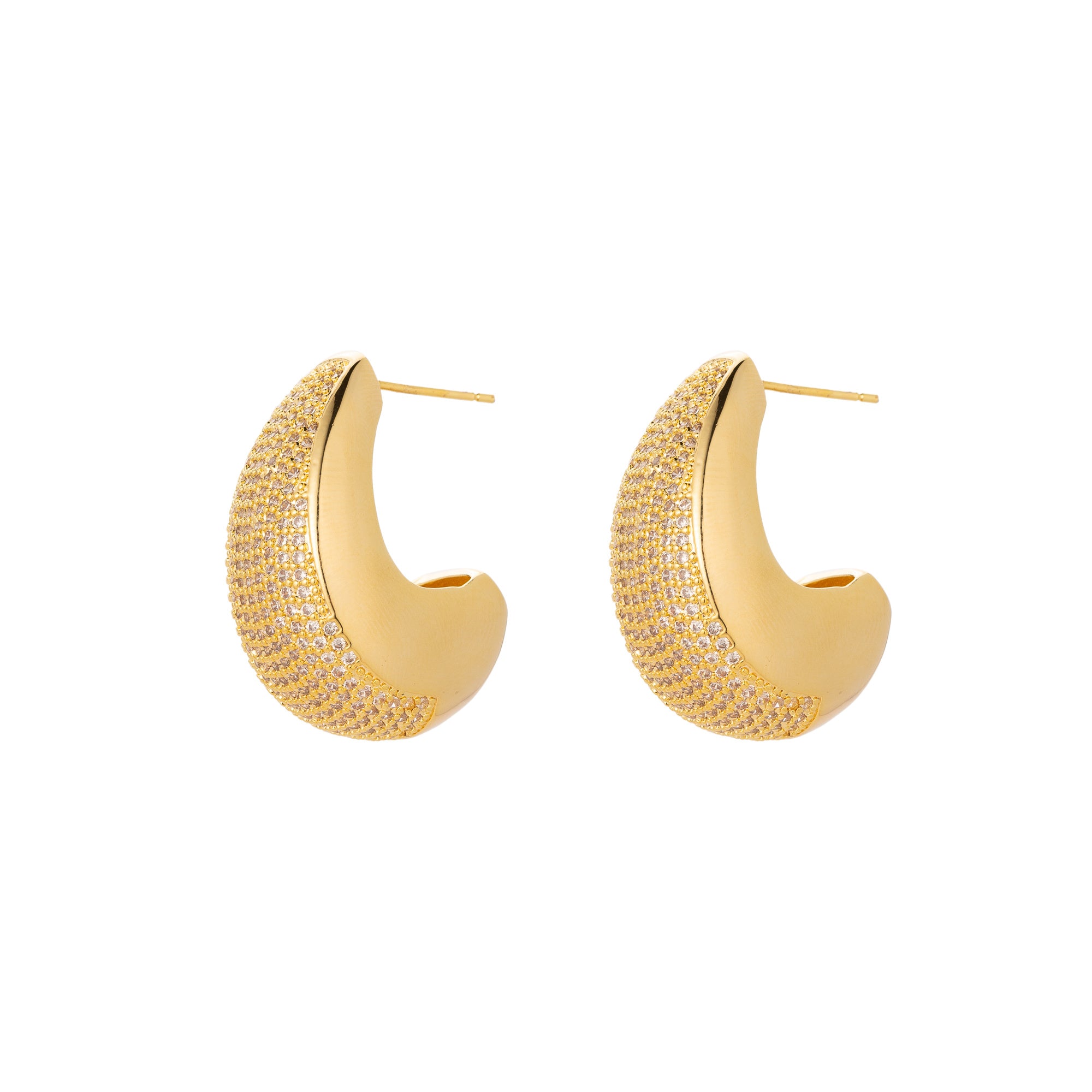 Statement Gold CZ Tear Drop Posts Earring-00082 Earring-00083
