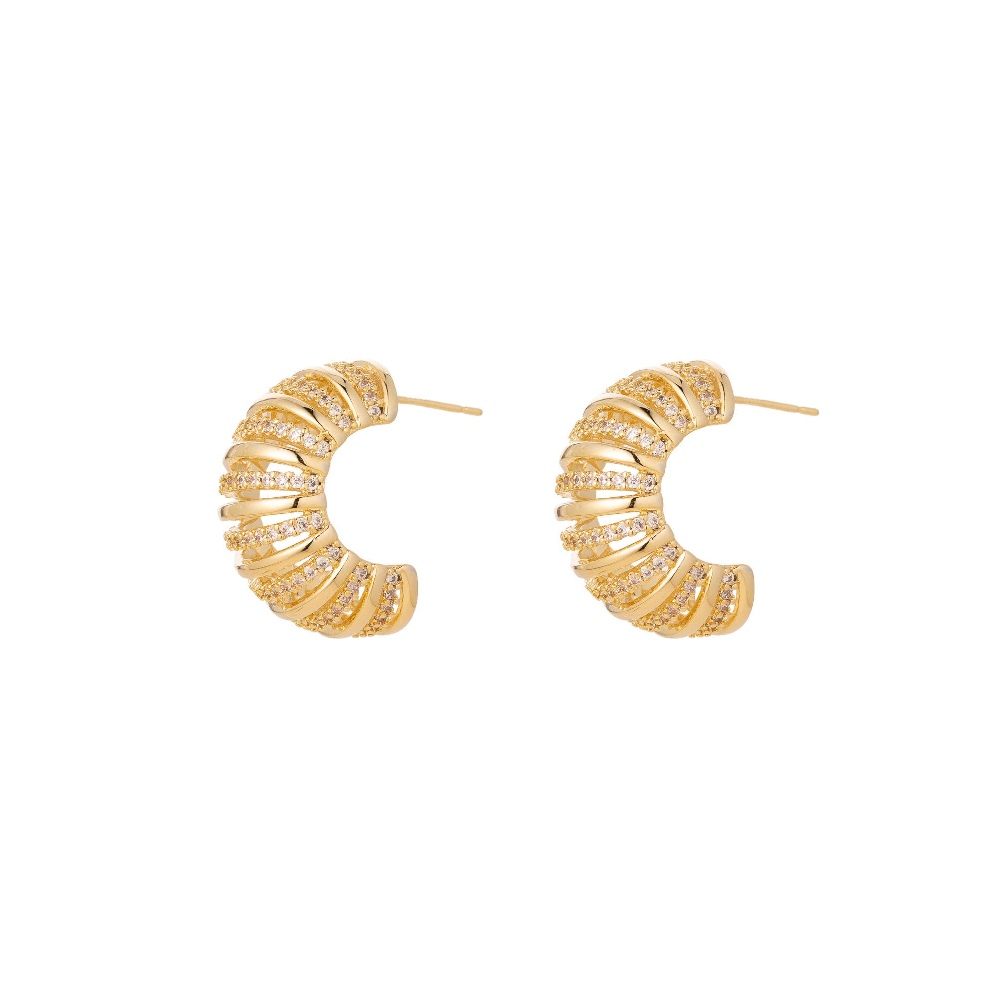 Chunky Gold CZ Chic Posts EA-0086 EA-0087