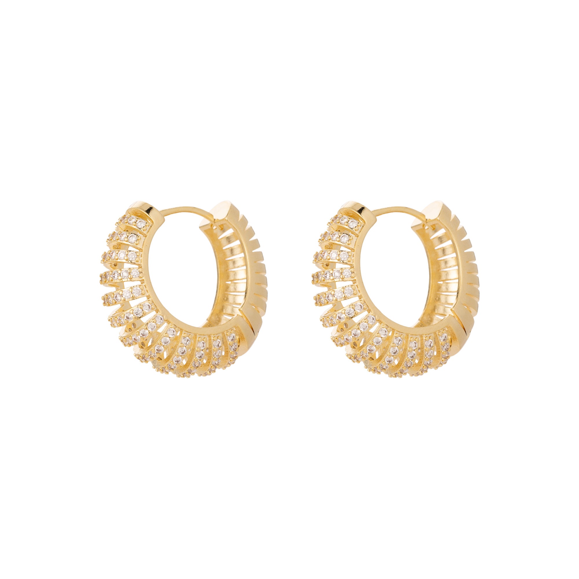 Stacked Gold CZ Statement Huggies EA-0088 EA-0089