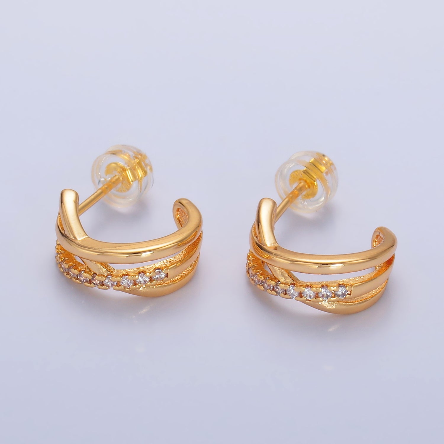 Gold Classic Gold CZ Minimalist Posts EA-0114