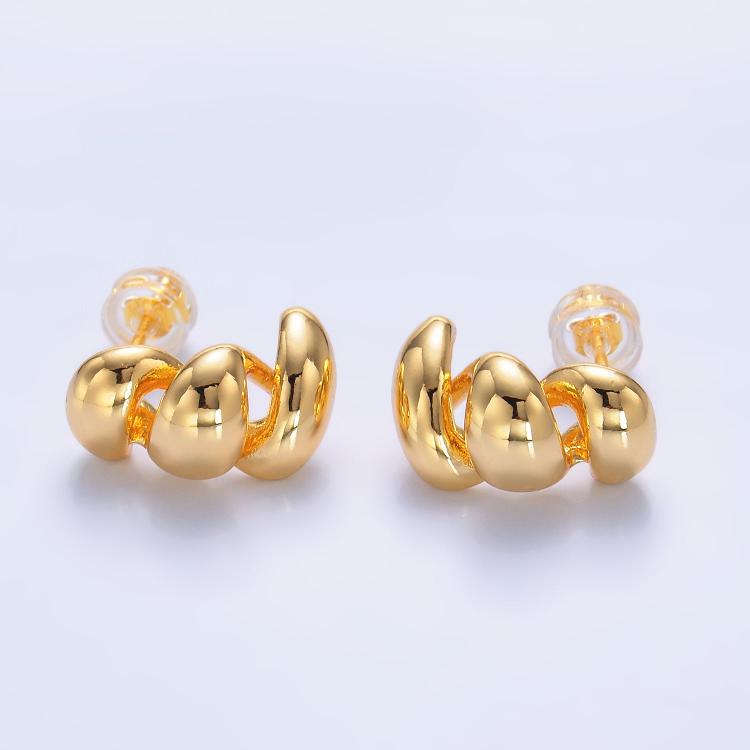Gold Stacked Gold or Silver Twisted Posts Earring-00117 Earring-00118