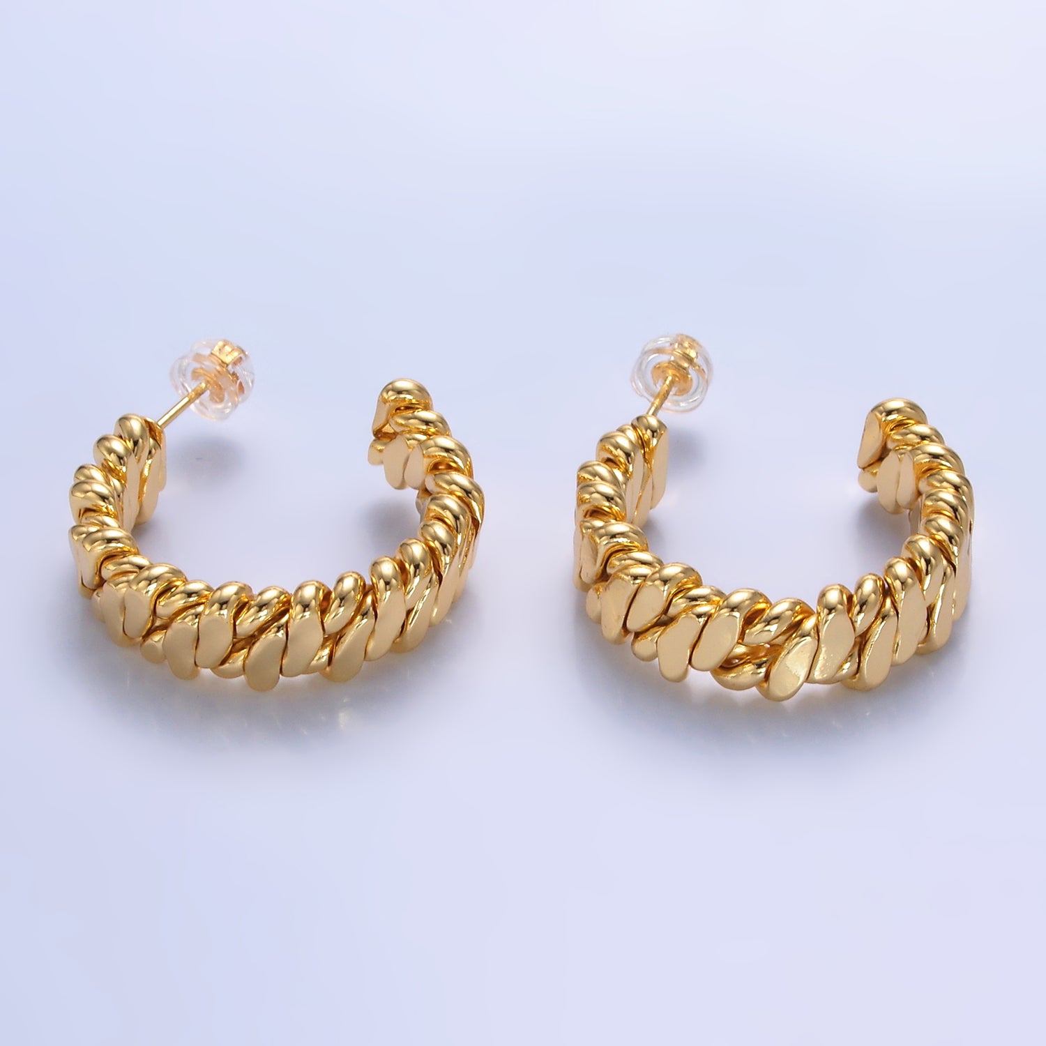 Gold Chunky Gold Braided Hoops EA-0120