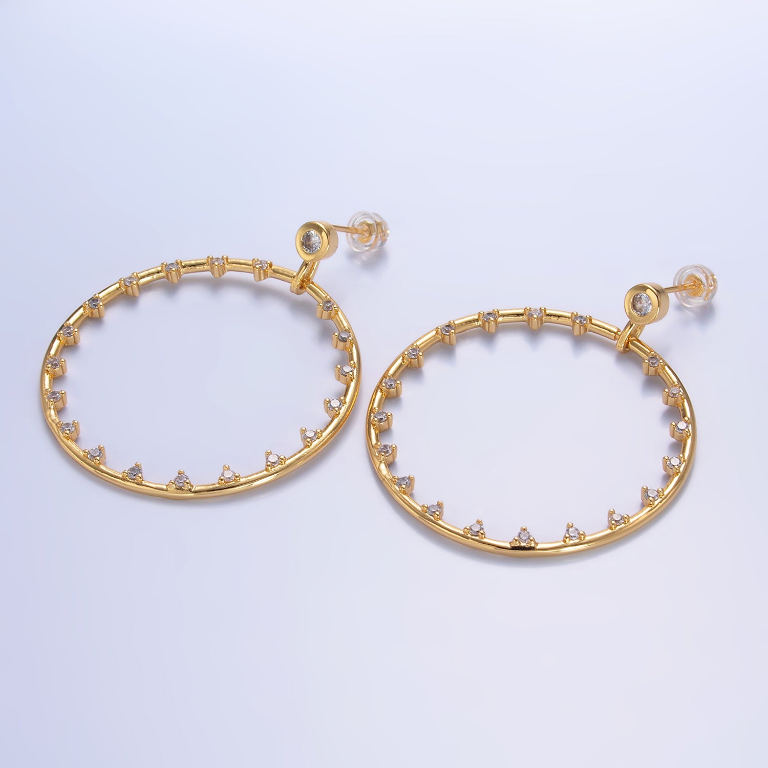 Gold Chic Gold CZ Heart Dangling EA-0121