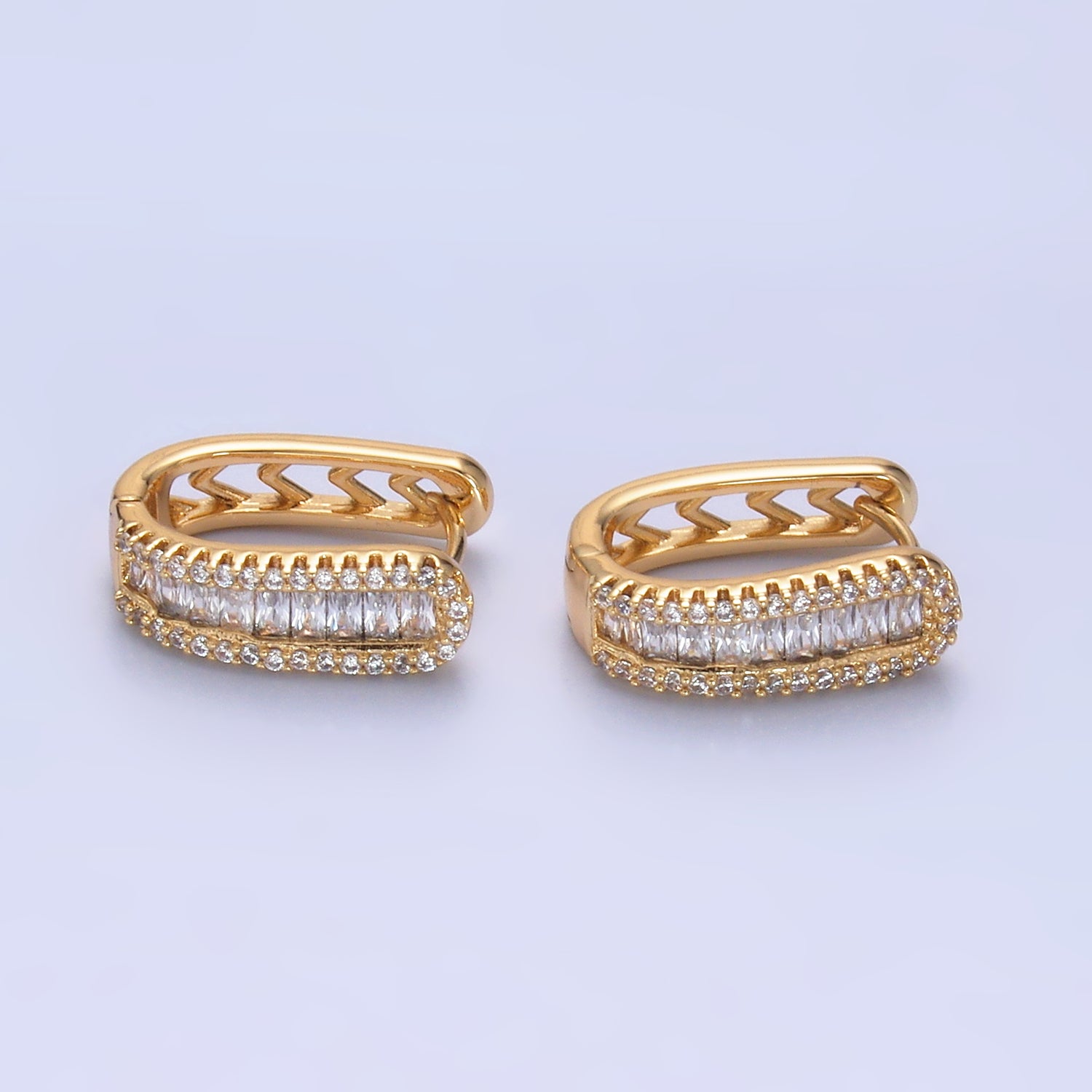 Gold Classic Gold CZ Baguette Huggies EA-0127