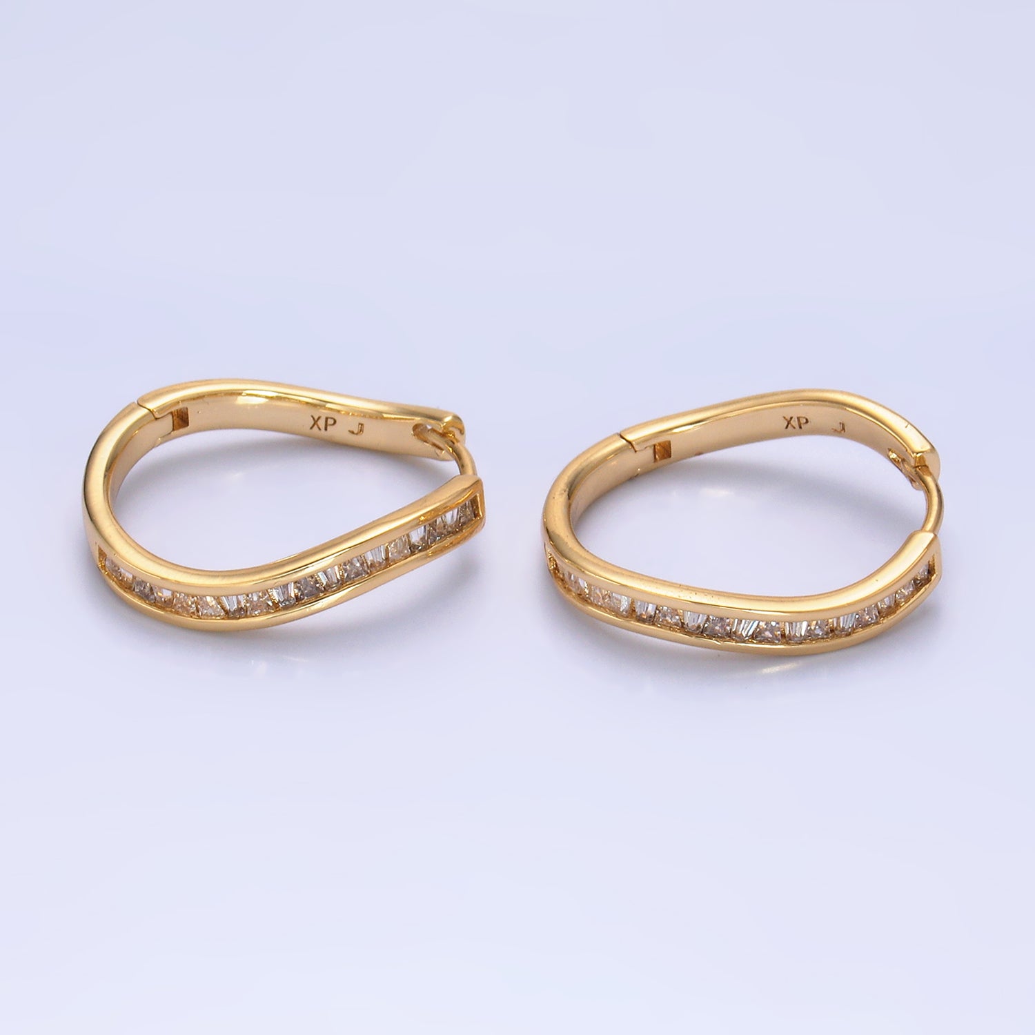 Gold Minimalist Gold CZ Tear Drop Hoops EA-0144