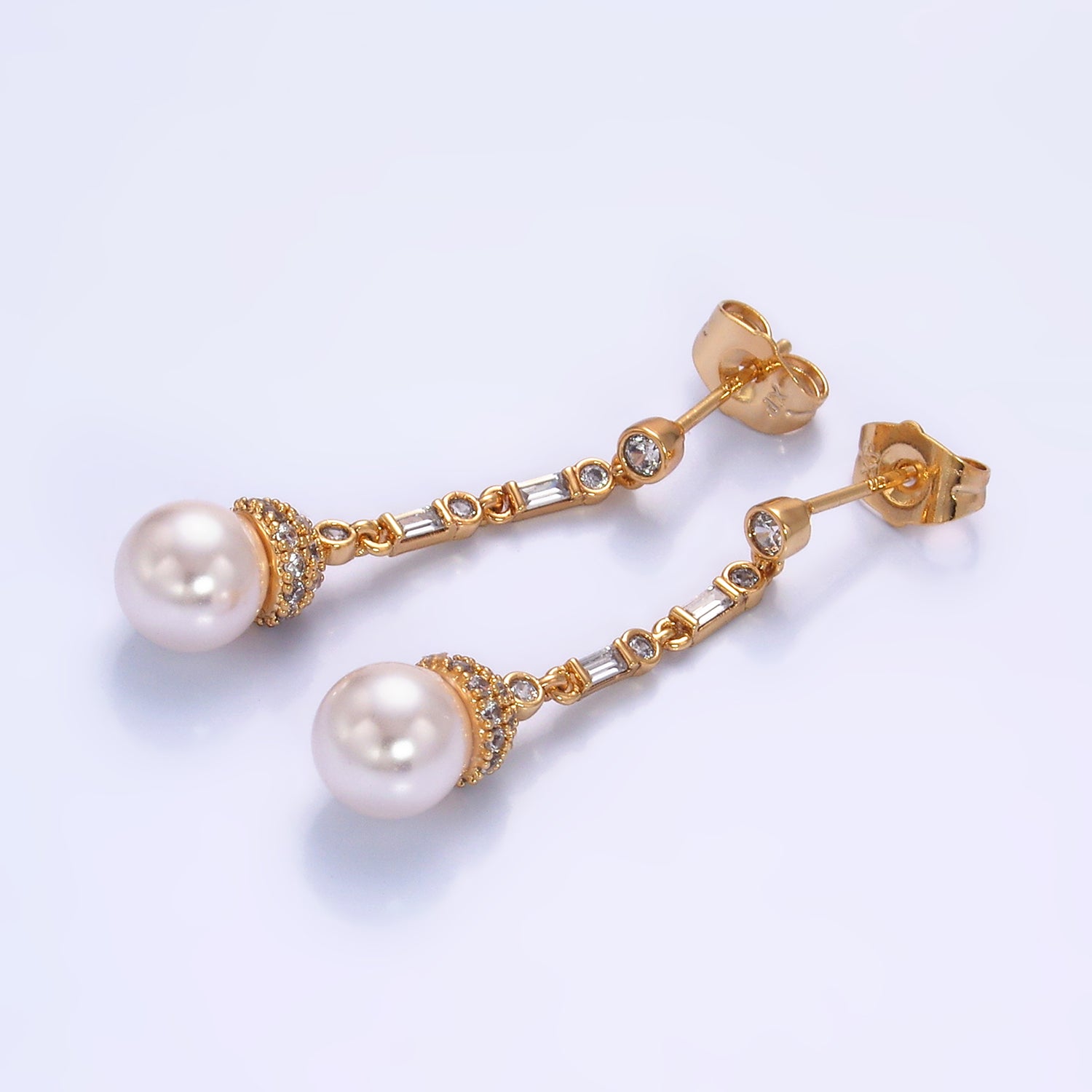 Gold Vintage Gold CZ Dainty Dangling Earring-00165
