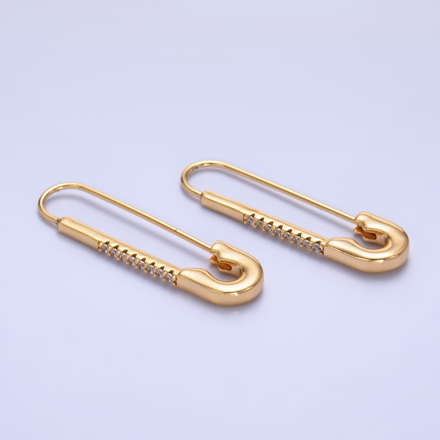 Gold Classic Gold CZ Safety Pin Hook EA-0171