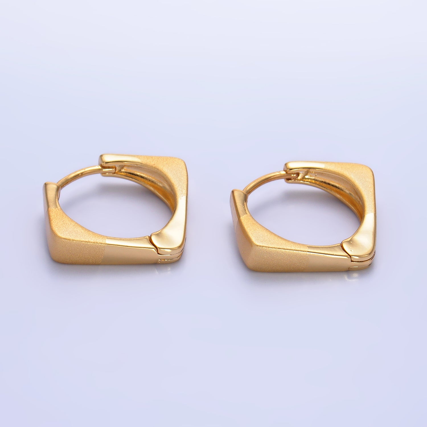 Gold Geometric Gold Hammered Huggies EA-0172