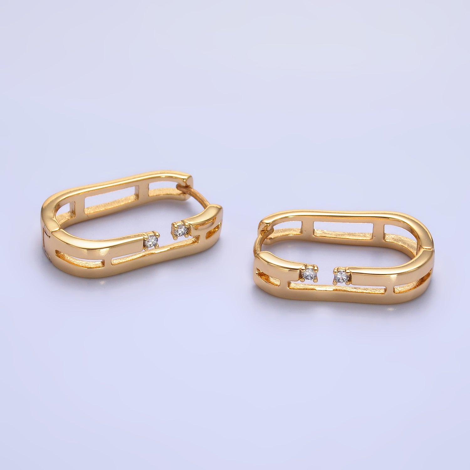 Gold Dainty Gold CZ Stacked Hoops EA-0174