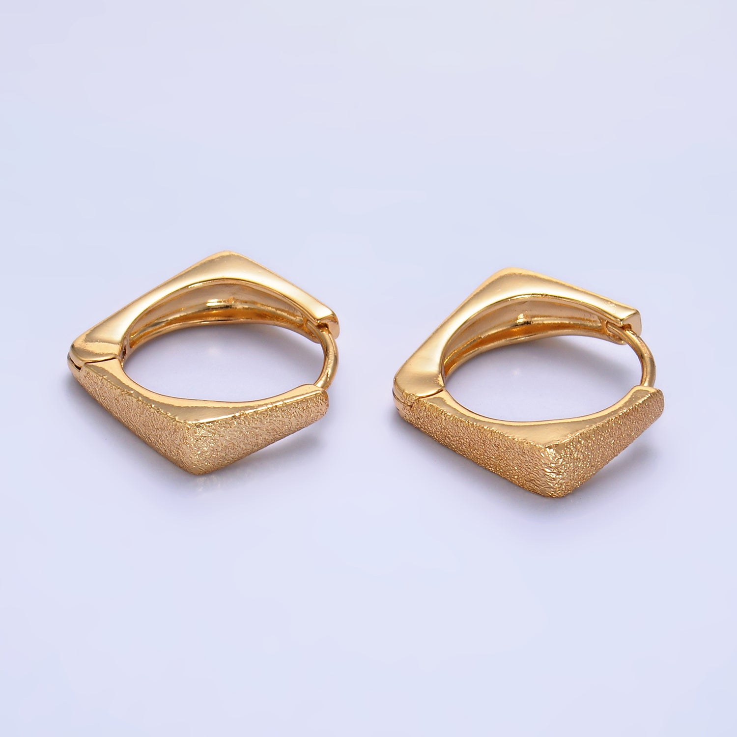 Gold Hammered Gold Geometric Huggies EA-0175