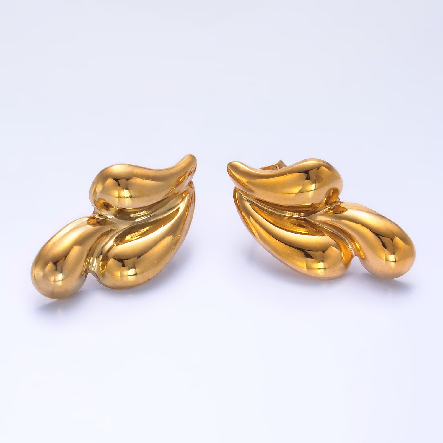 Water droplet gold plated design ear studs   EA-0176