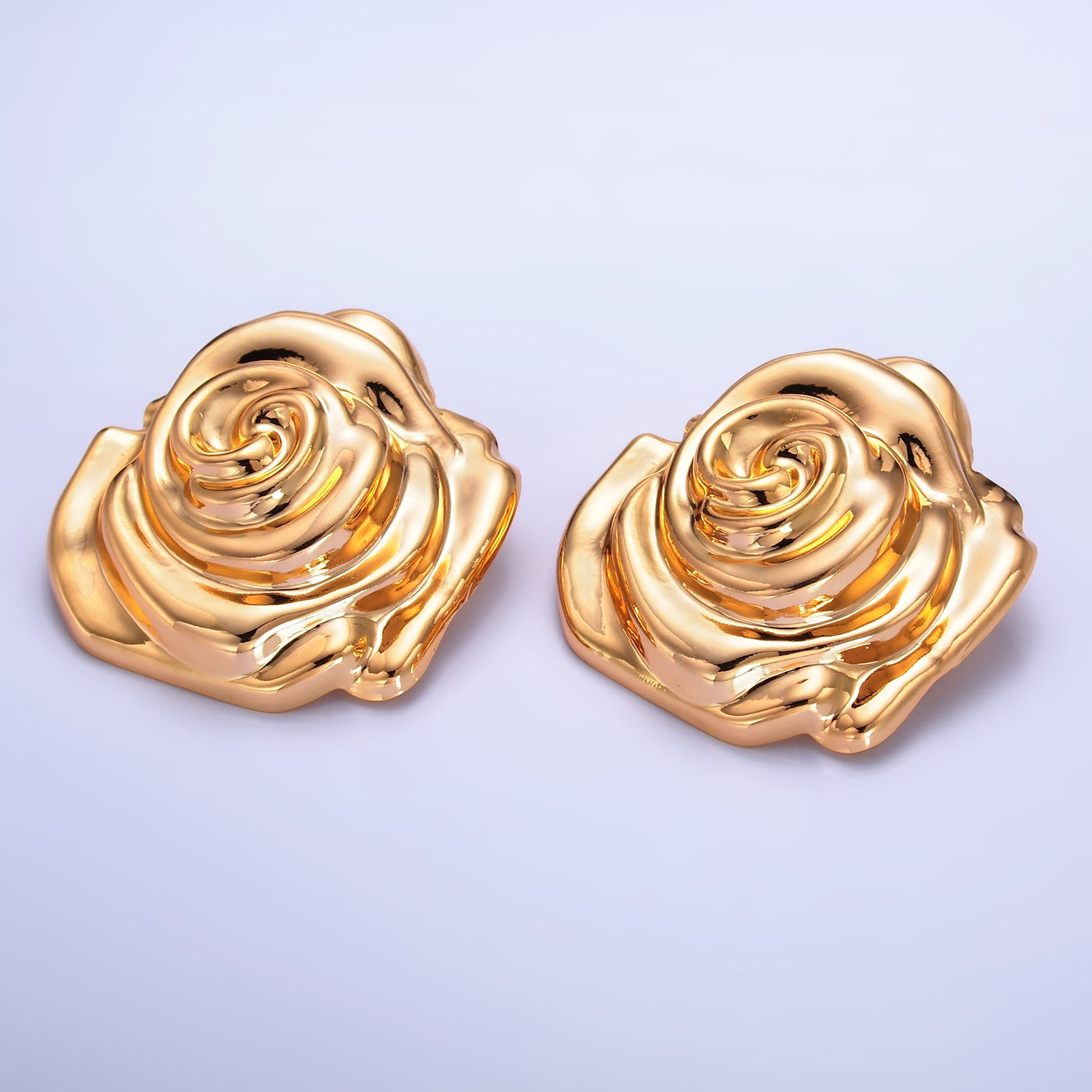 Gold Chunky Gold Flower Studs EA-0207