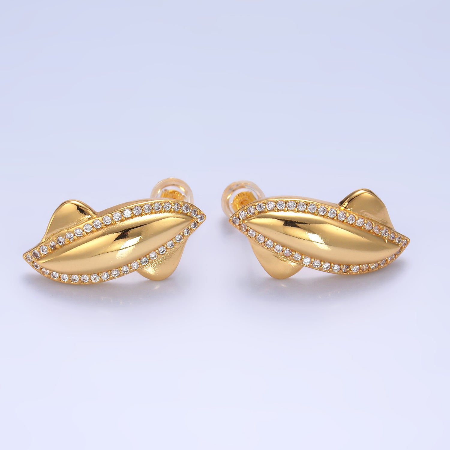 Gold Statement Gold CZ Dainty Posts Earring-00239