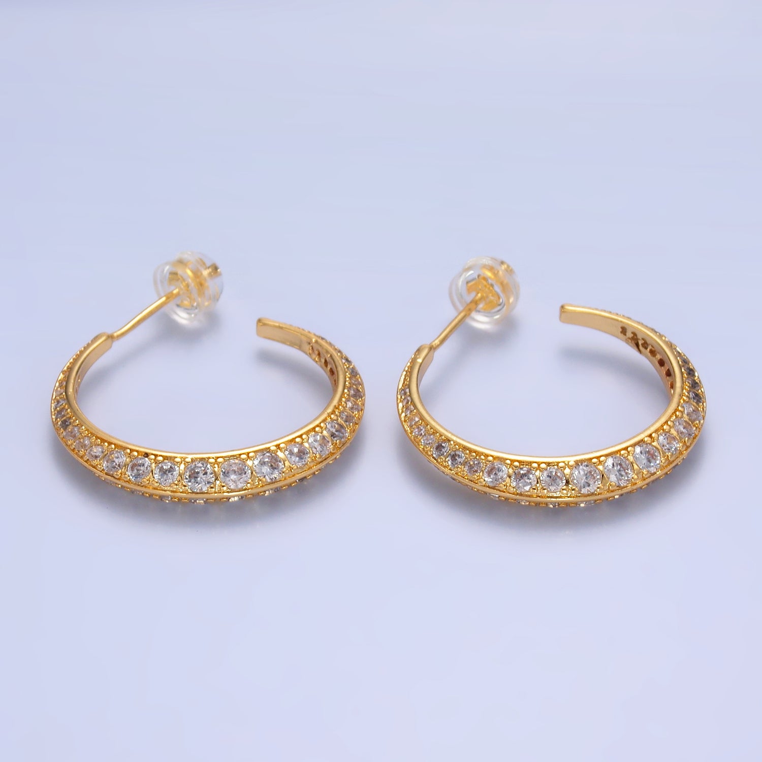 Gold Classic Gold CZ Petite Hoops EA-0248