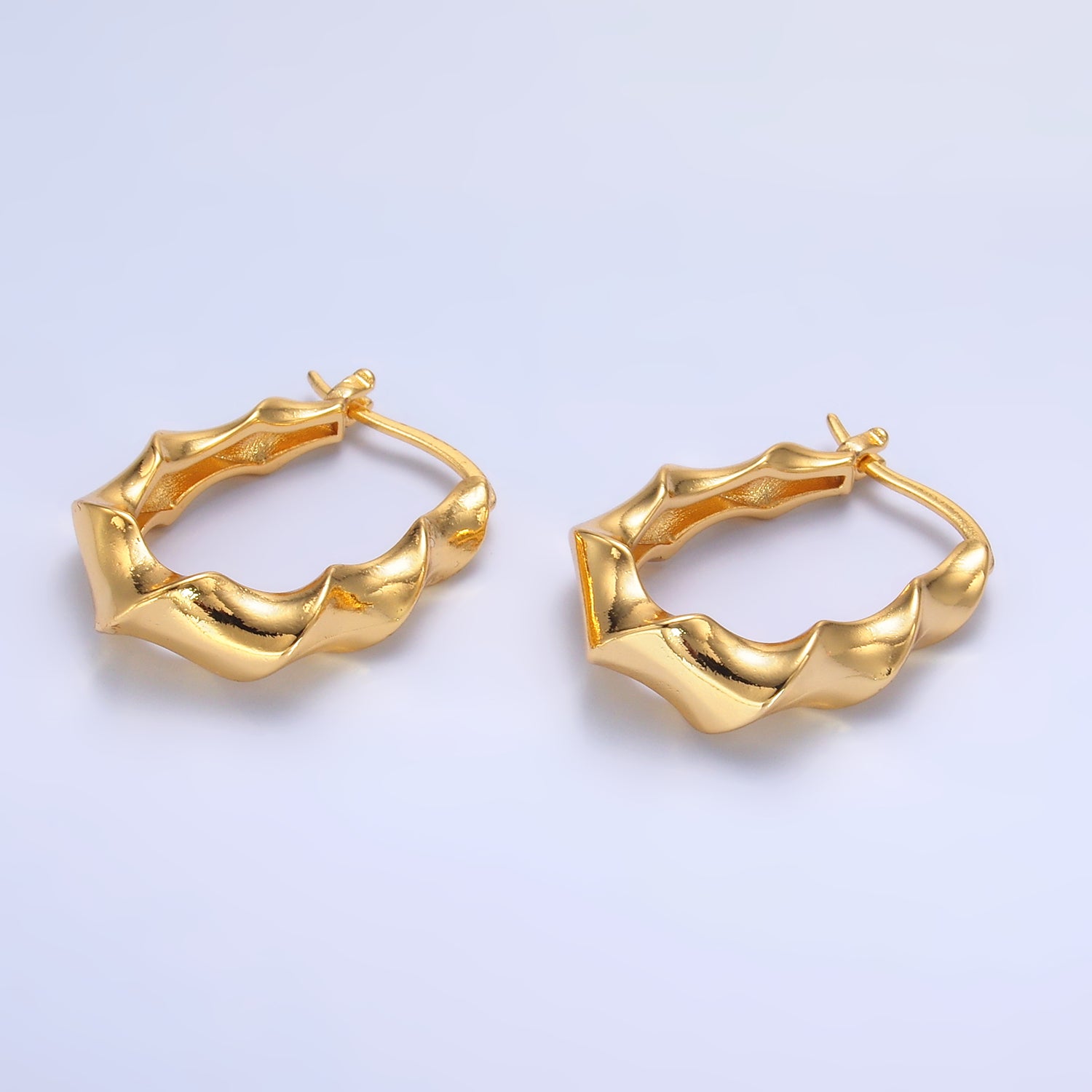 Gold Chunky Gold or Silver Twisted Hoops EA-0255 EA-0256