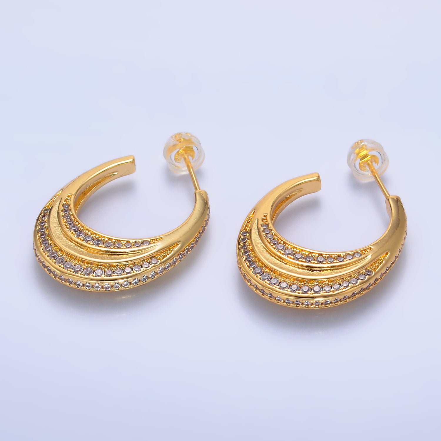 Gold Statement Gold CZ Vintage Posts ✦ EA-0260