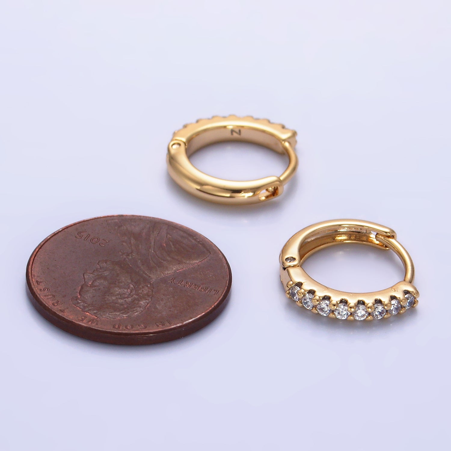 Gold Minimalist Gold CZ Dainty Huggies EA-0259