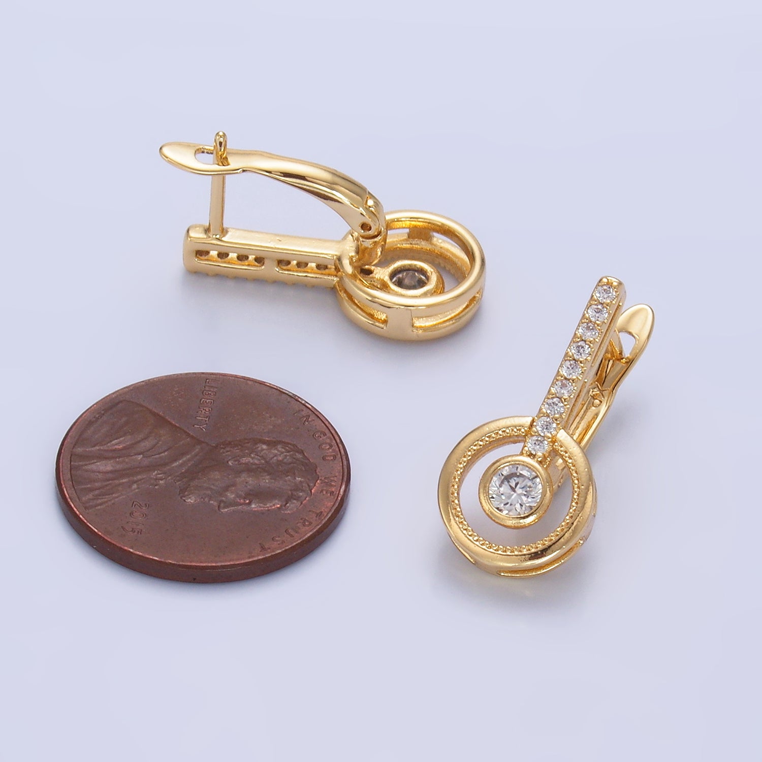 Gold Vintage Gold CZ Dainty Hoops Earring-00132