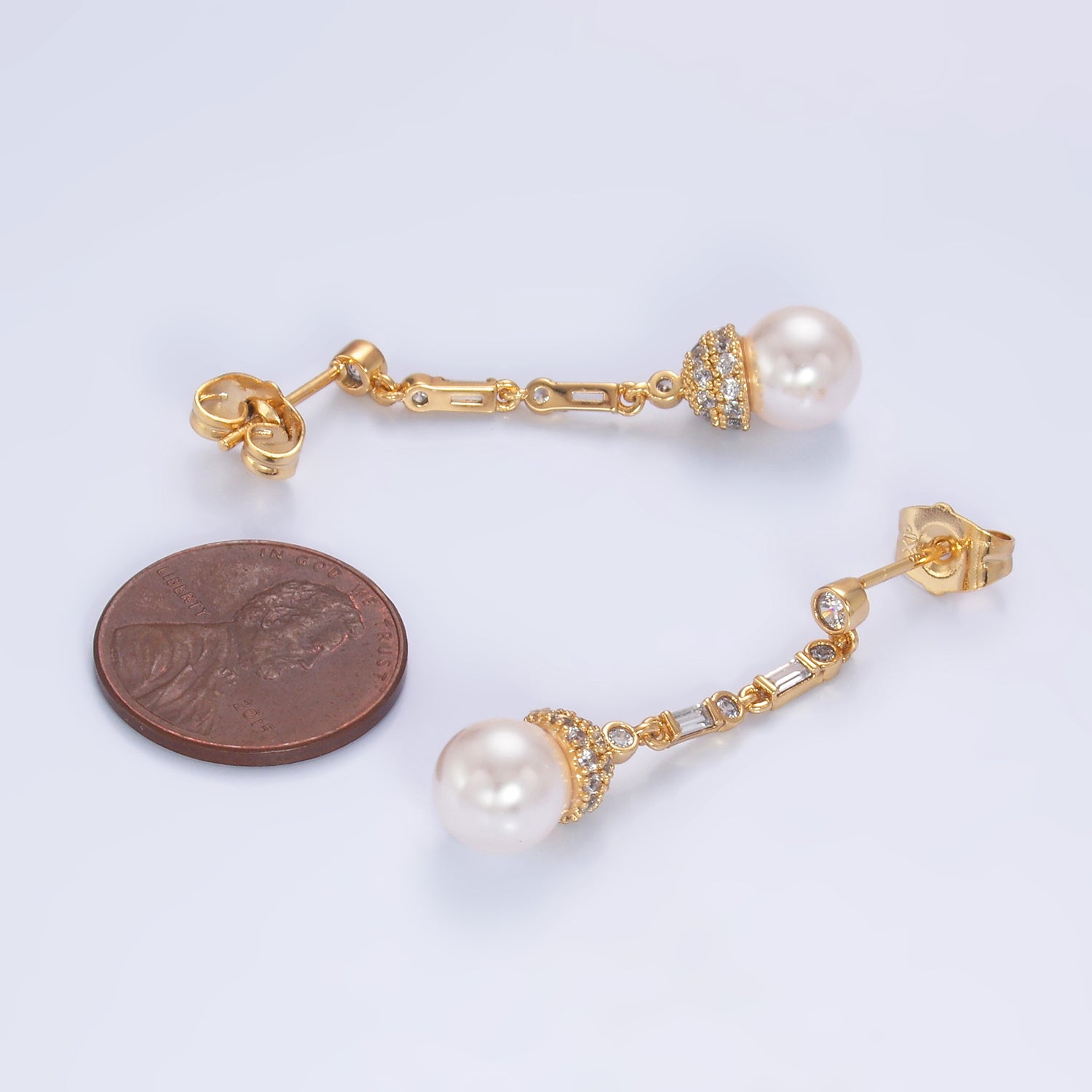 Gold Vintage Gold CZ Dainty Dangling Earring-00165