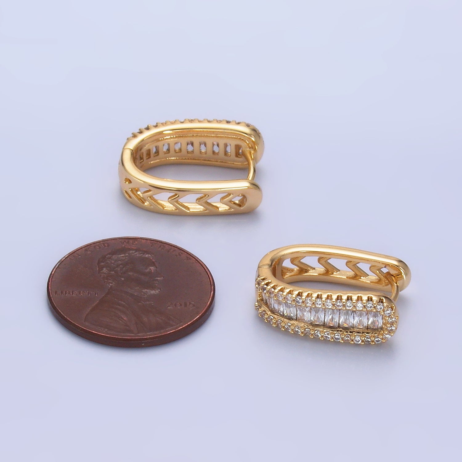 Gold Classic Gold CZ Baguette Huggies EA-0127