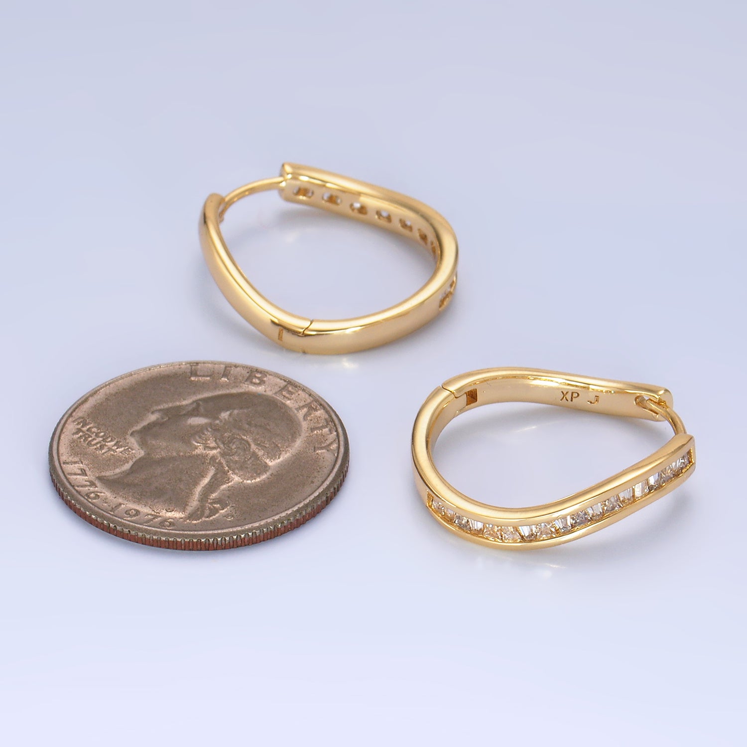 Gold Minimalist Gold CZ Tear Drop Hoops EA-0144