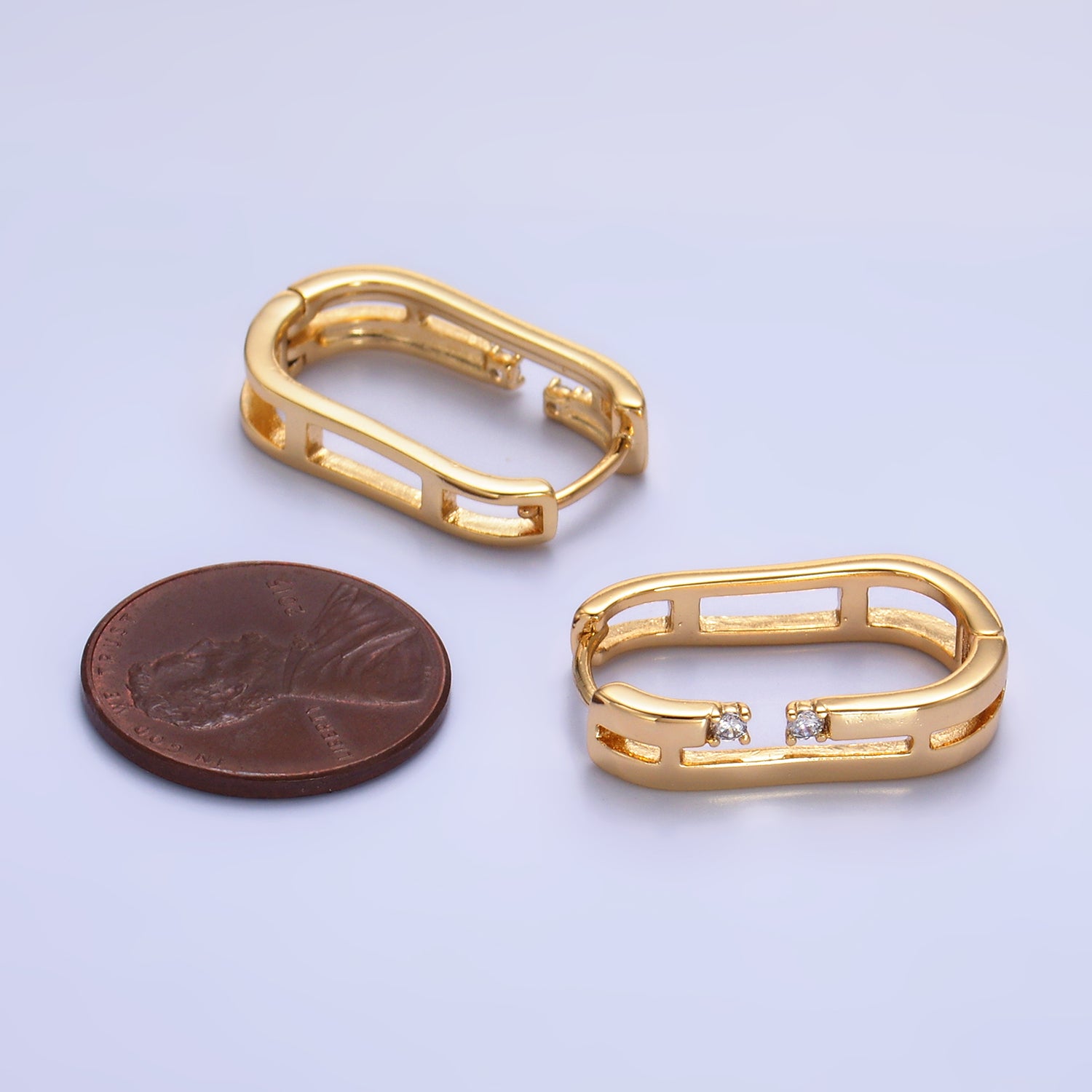 Gold Dainty Gold CZ Stacked Hoops EA-0174