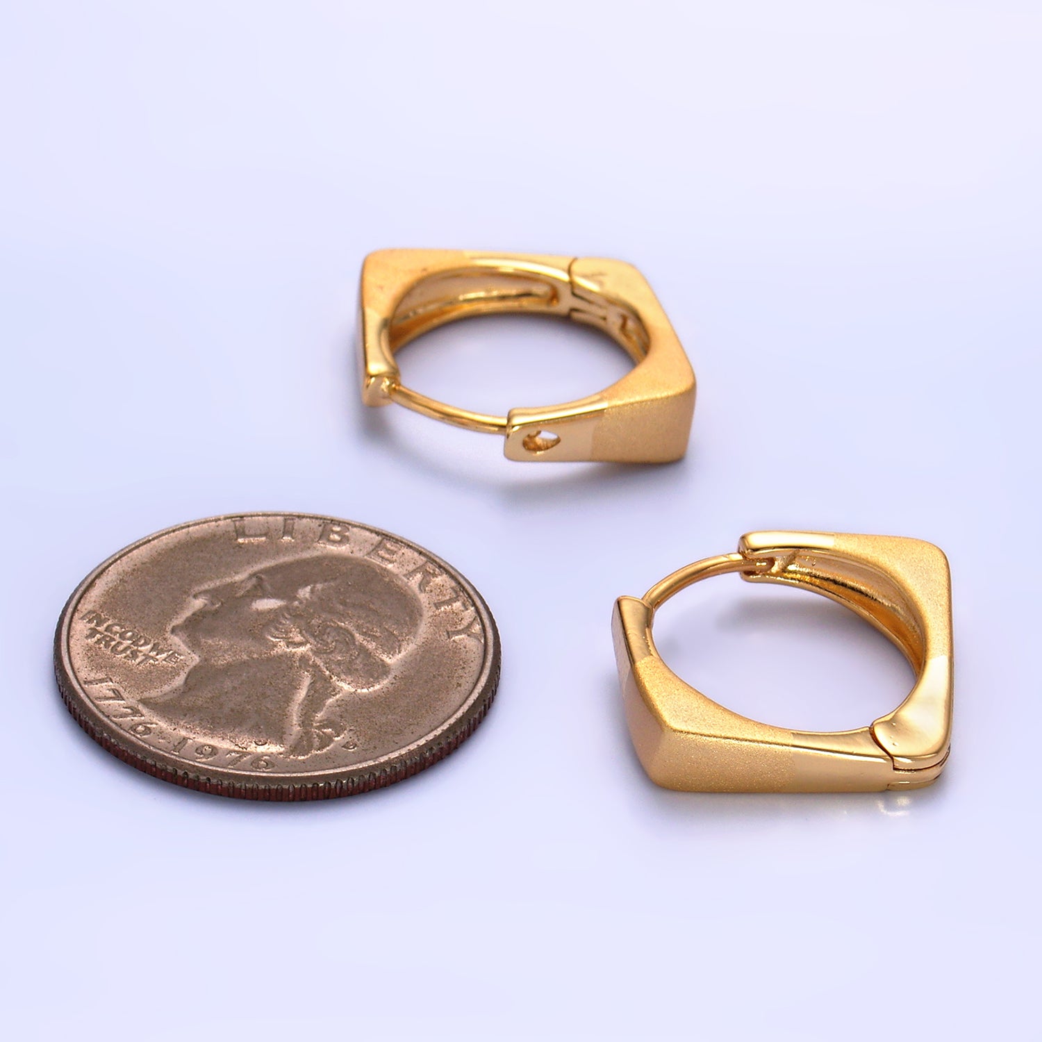 Gold Geometric Gold Hammered Huggies EA-0172