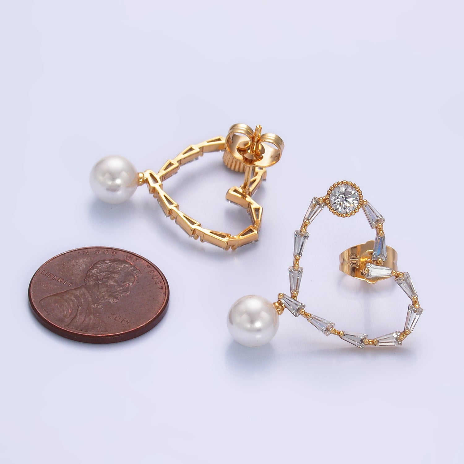 Gold Petite Gold Pearl Heart Studs EA-0164