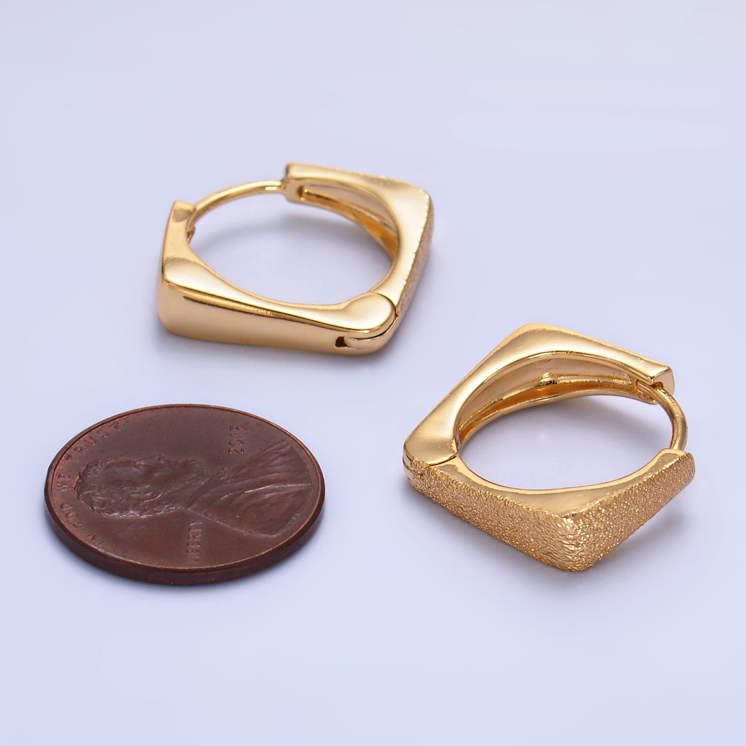 Gold Hammered Gold Geometric Huggies EA-0175
