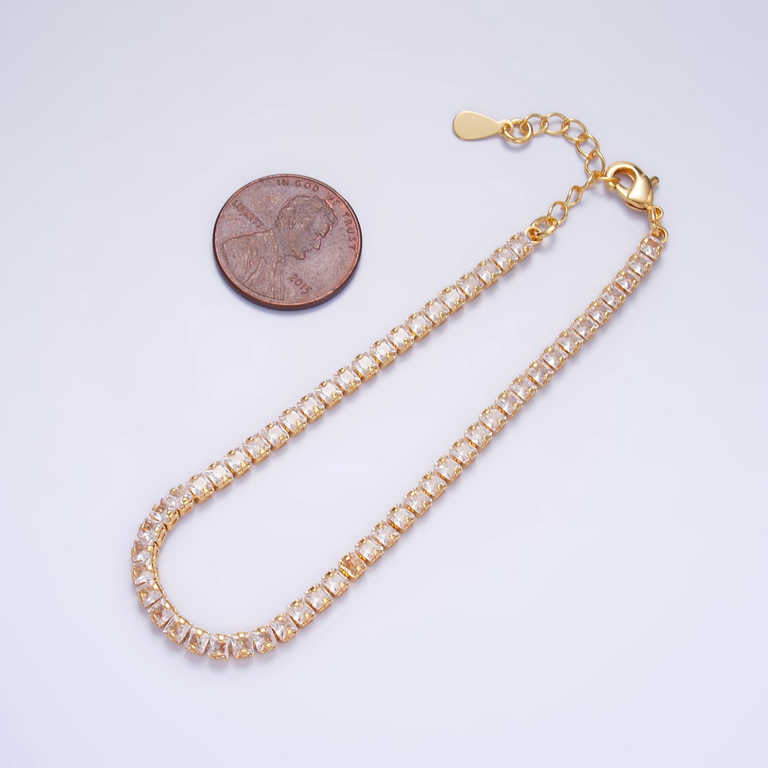 Gold Dainty Gold CZ Tennis Chain Link ✦ BR-0053