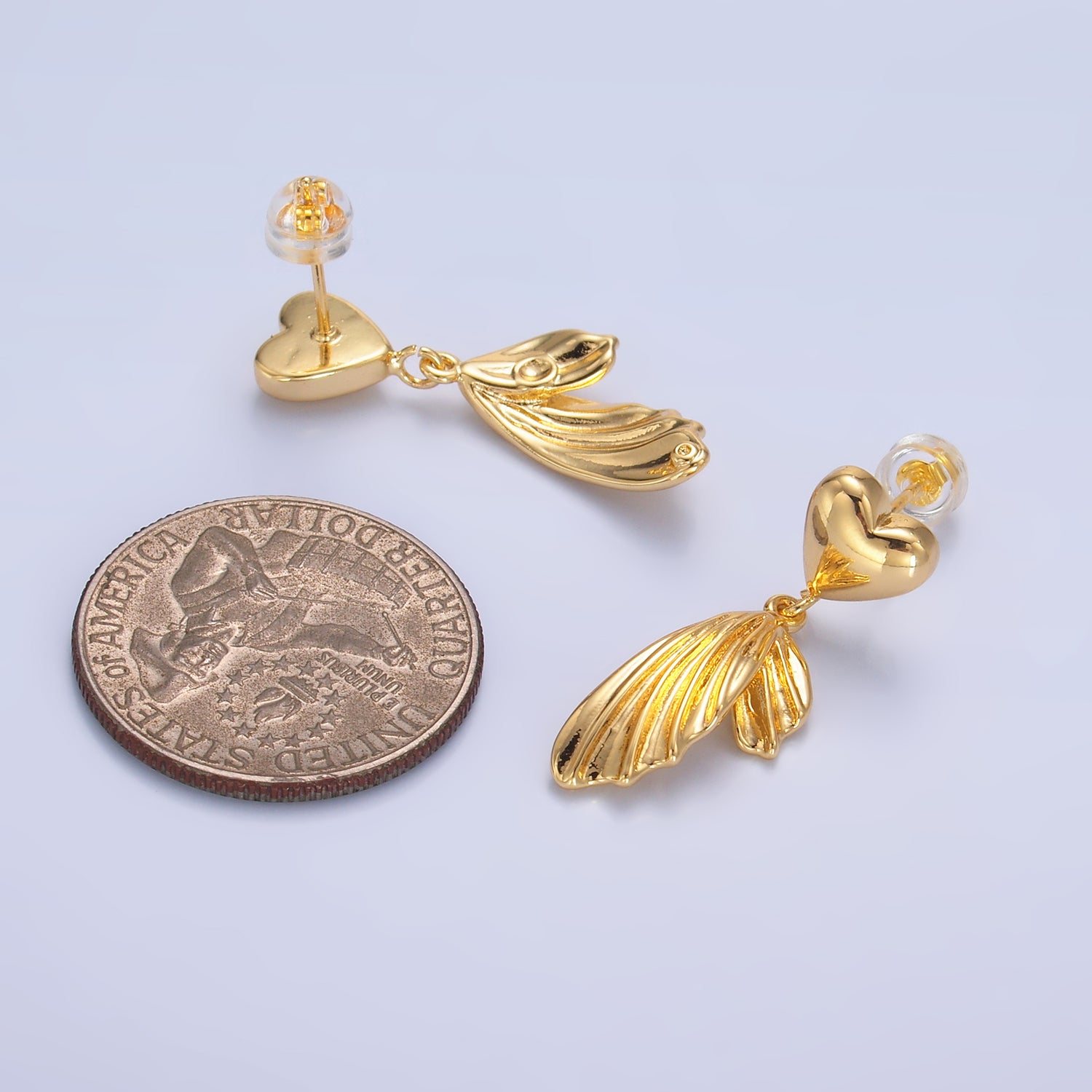 Gold Minimalist Gold Heart Dangling EA-0234