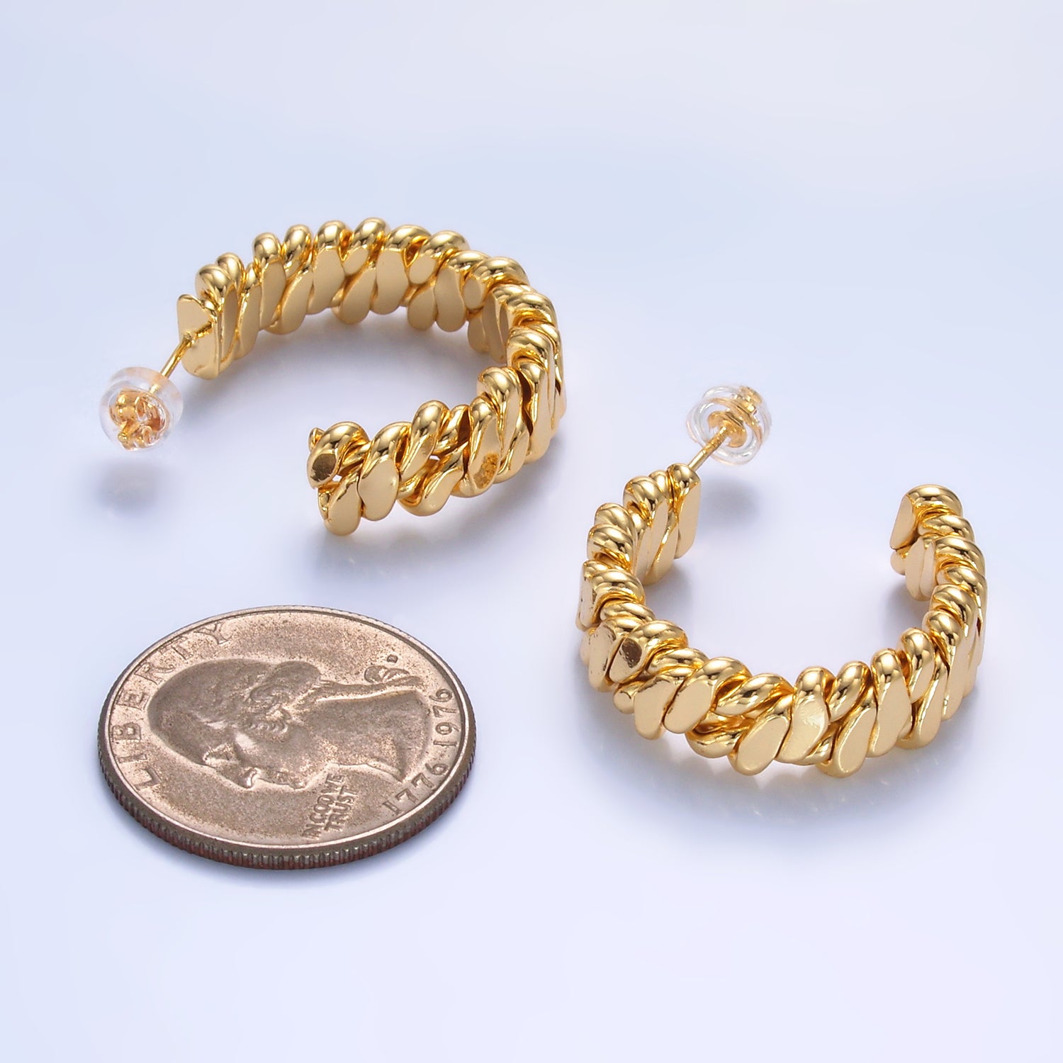 Gold Chunky Gold Braided Hoops EA-0120