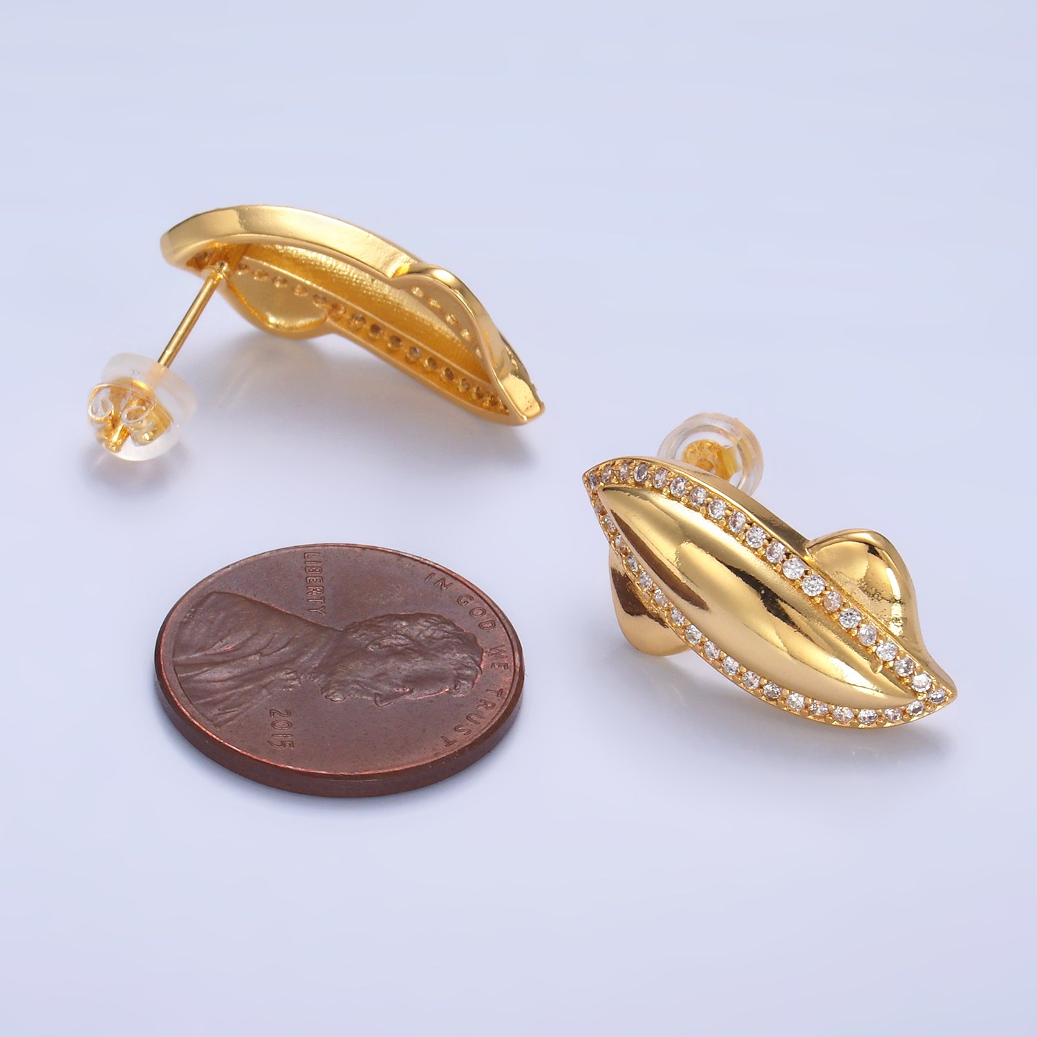 Gold Statement Gold CZ Dainty Posts Earring-00239