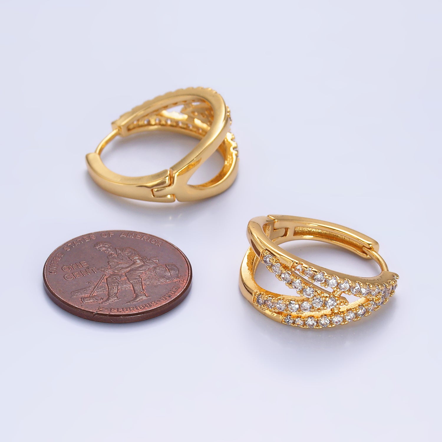 Gold Classic Gold CZ Chic Huggies EA-0103