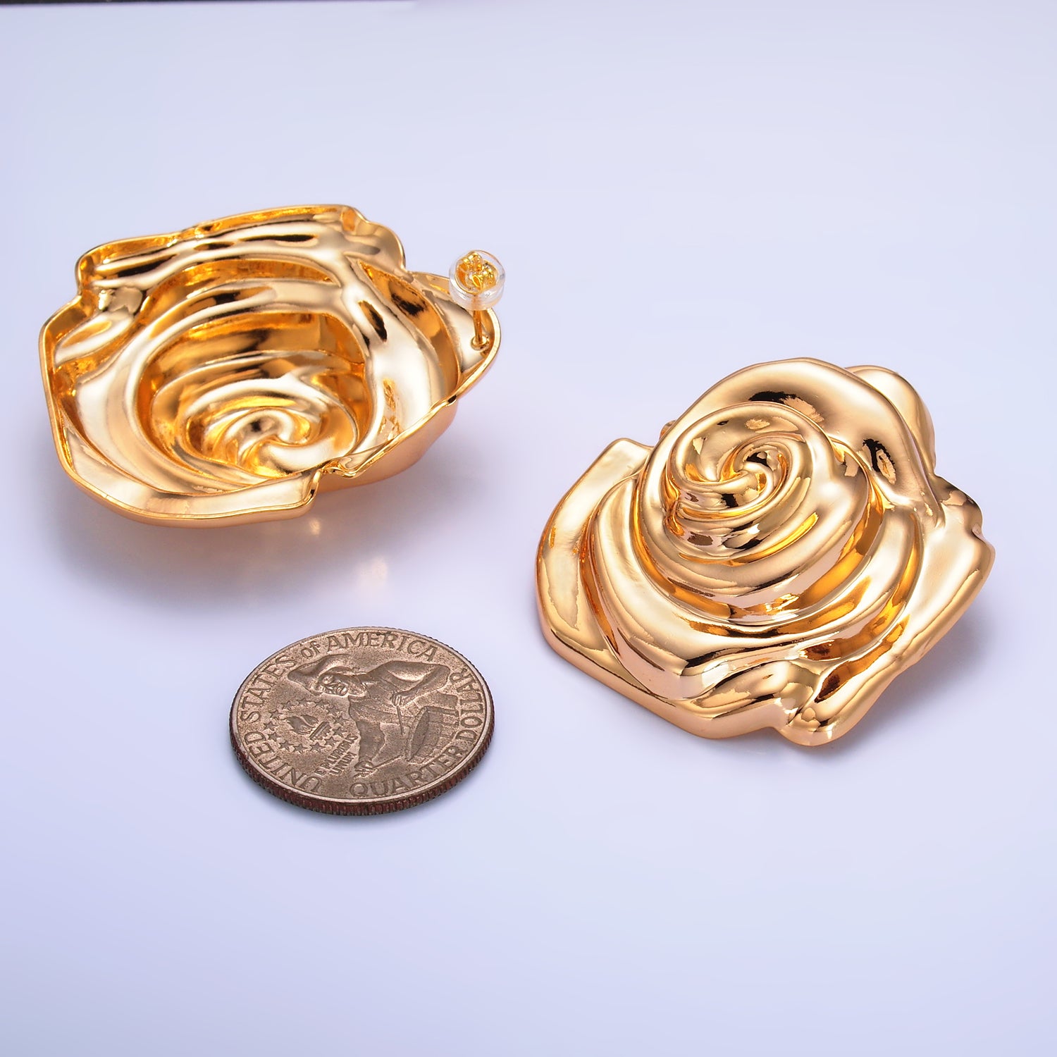 Gold Chunky Gold Flower Studs EA-0207