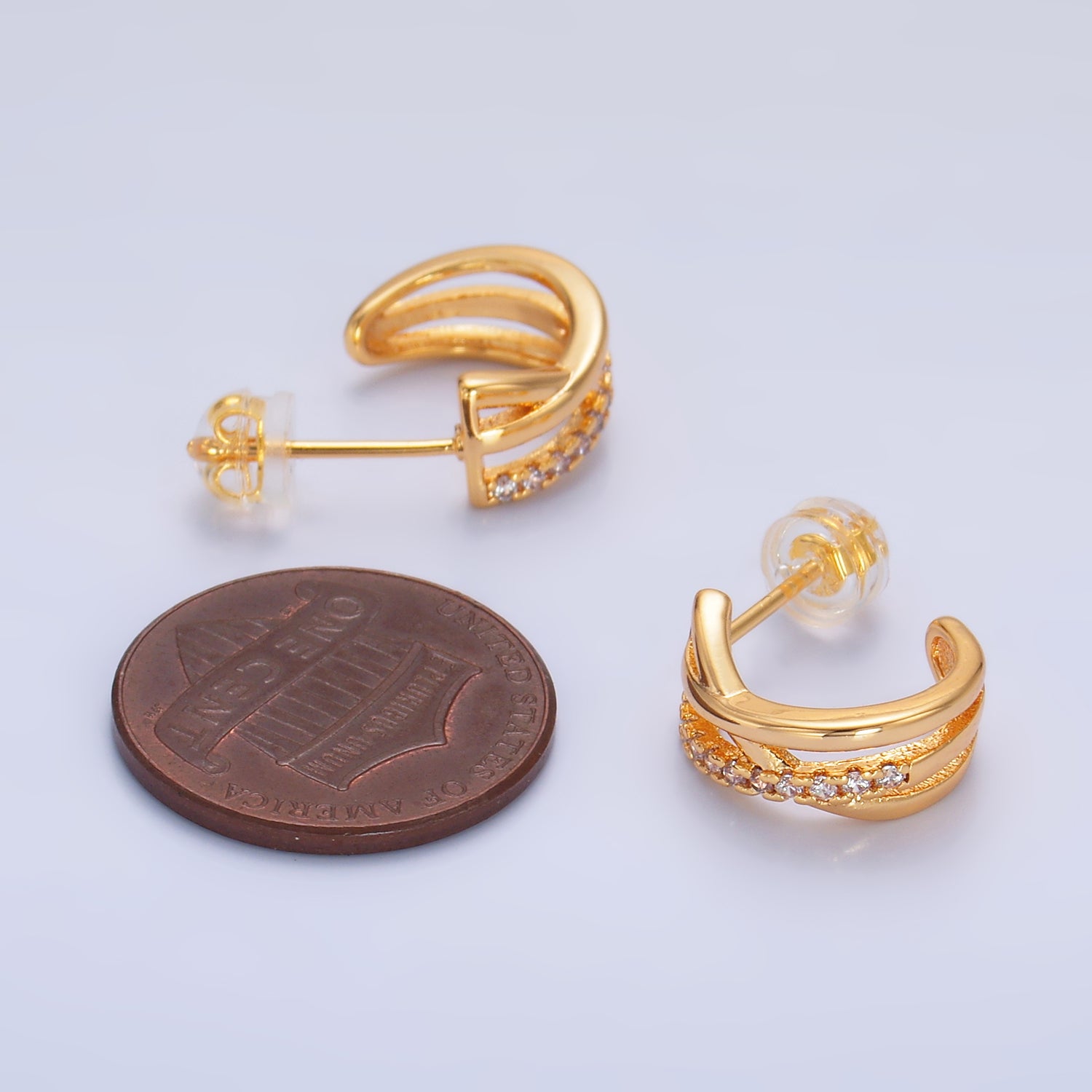 Gold Classic Gold CZ Minimalist Posts EA-0114
